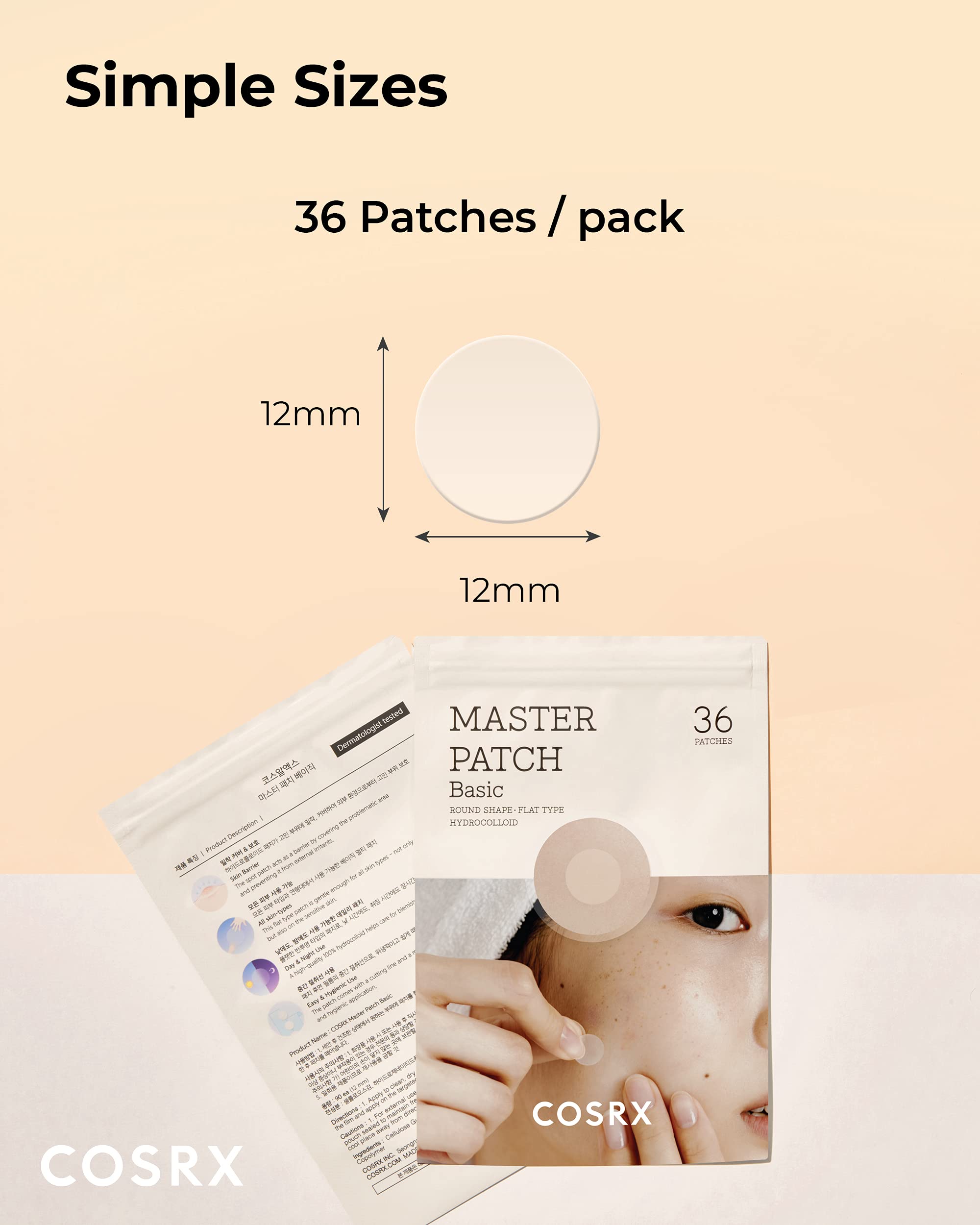 Cosrx Master Patch Basic, Overnight Acne Patch Hydrocolloid, Blemish Spot Sticker For Face, Strong Adhesion & Thicker Spot Cover