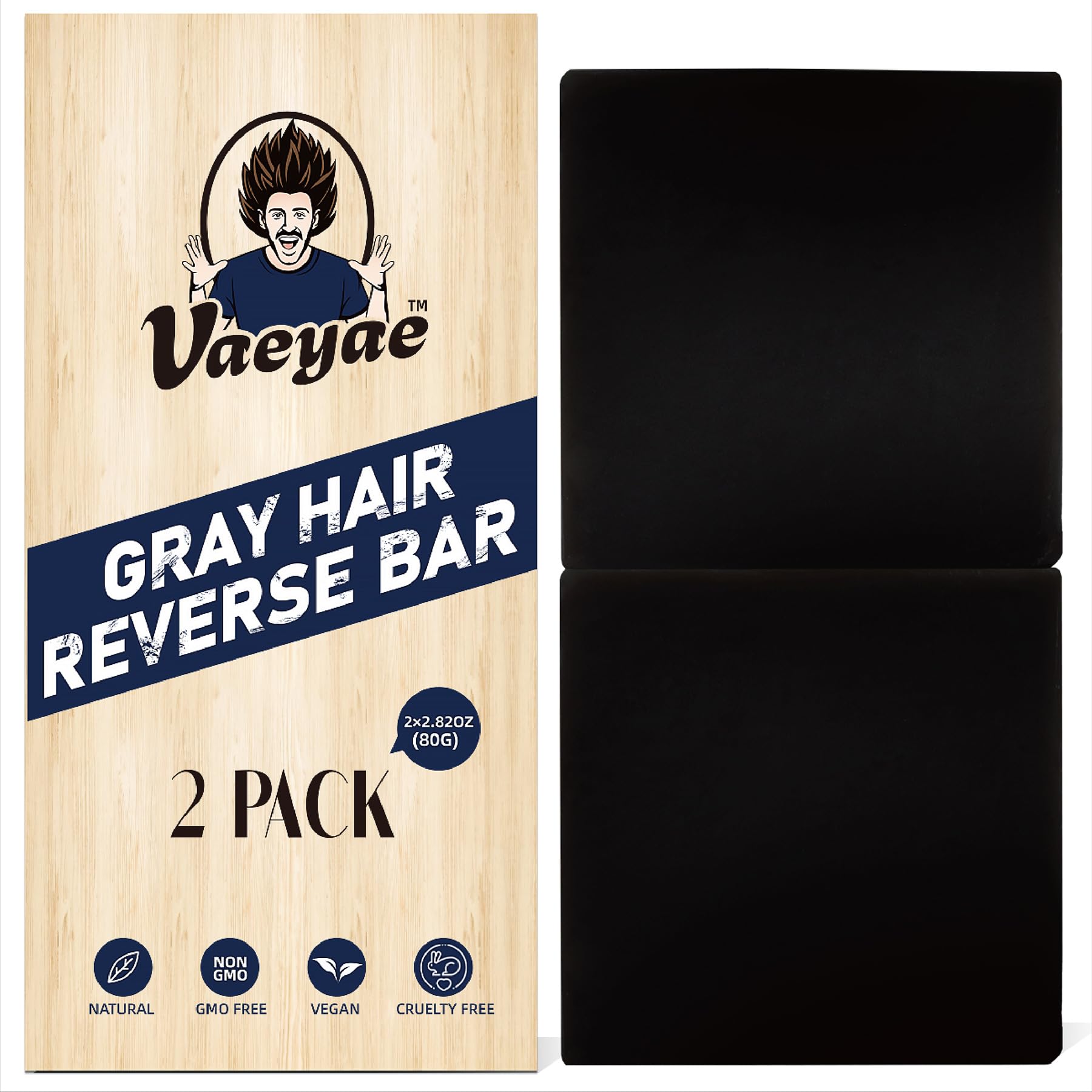 2 Pcs Gray Hair Reverse Bar to Restore Hair Color, Shampoo and Conditioner 2 in 1 Soap for Stronger & Smoother Hair, Men & Women