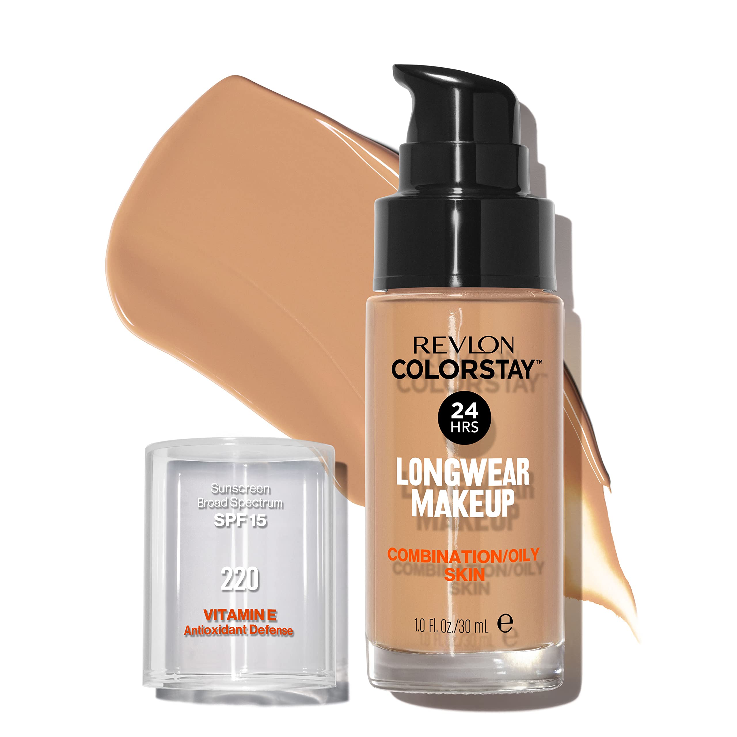 Revlon Liquid Foundation, Colorstay Face Makeup For Combination & Oily Skin, Spf 15, Medium-Full Coverage With Matte Finish, Nat