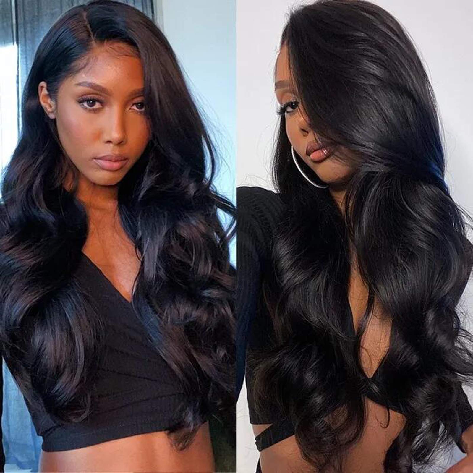 Unice Hair Brazilian Body Wave 3 Bundles with Free Part Lace Closure Unprocessed Virgin Human Hair Weave Extensions (20 22 24+18