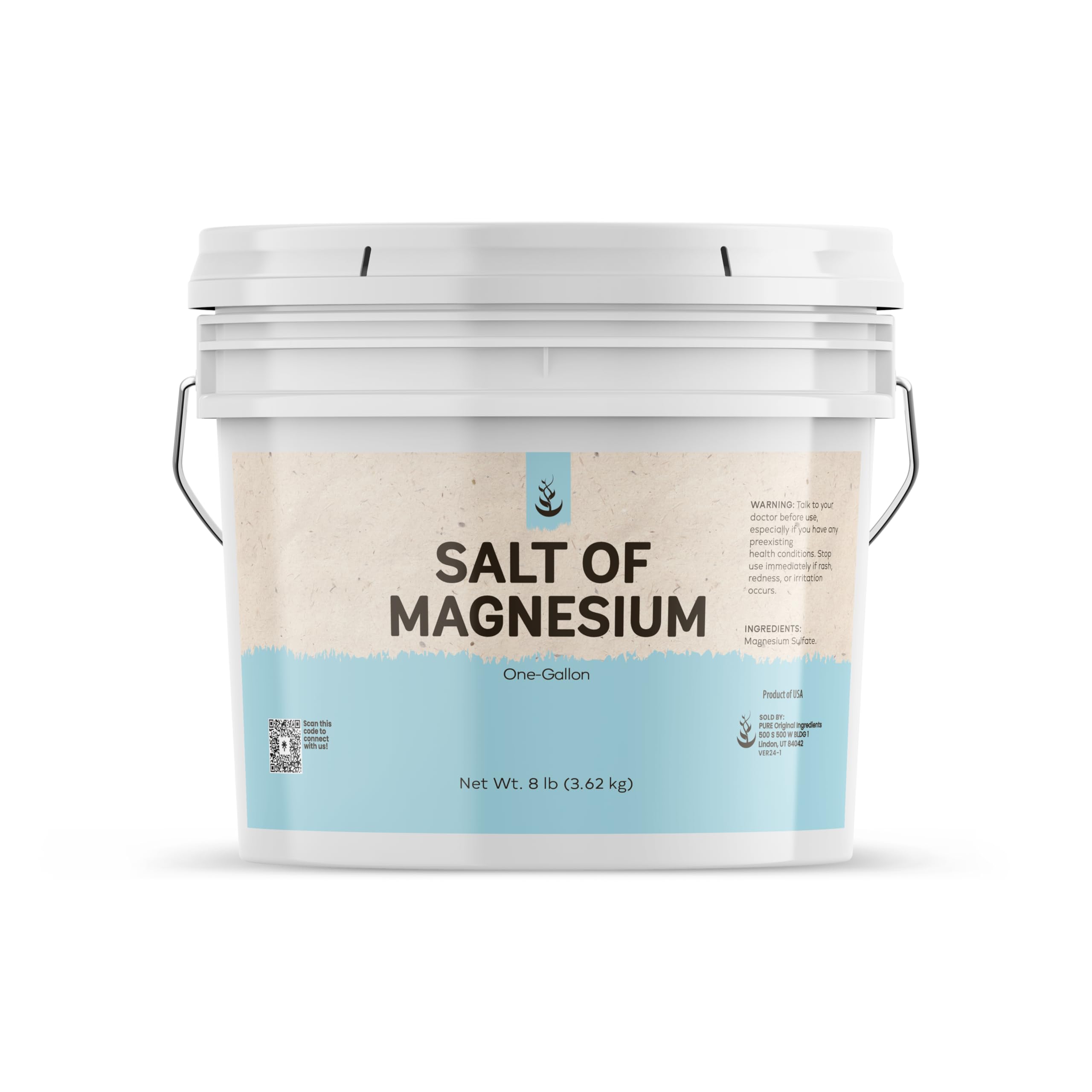 Pure Original Ingredients Salt of Magnesium (1 Gallon) Pure Epsom Salt, Unscented, Natural Skin Scrub