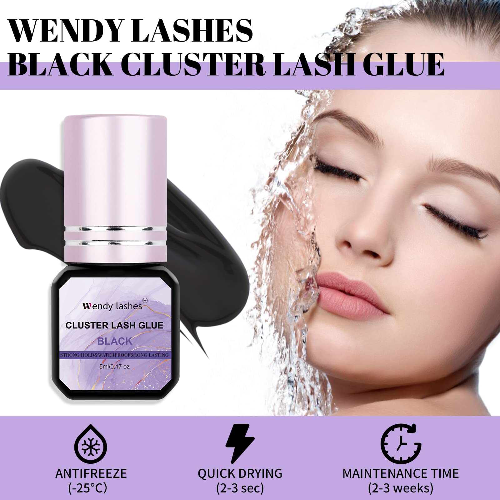 Lash Glue Cluster Eyelash Glue Black Sensitive Lash Glue Fast Drying Waterproof Lash Glue Individual Lash Glue Long Lasting Diy