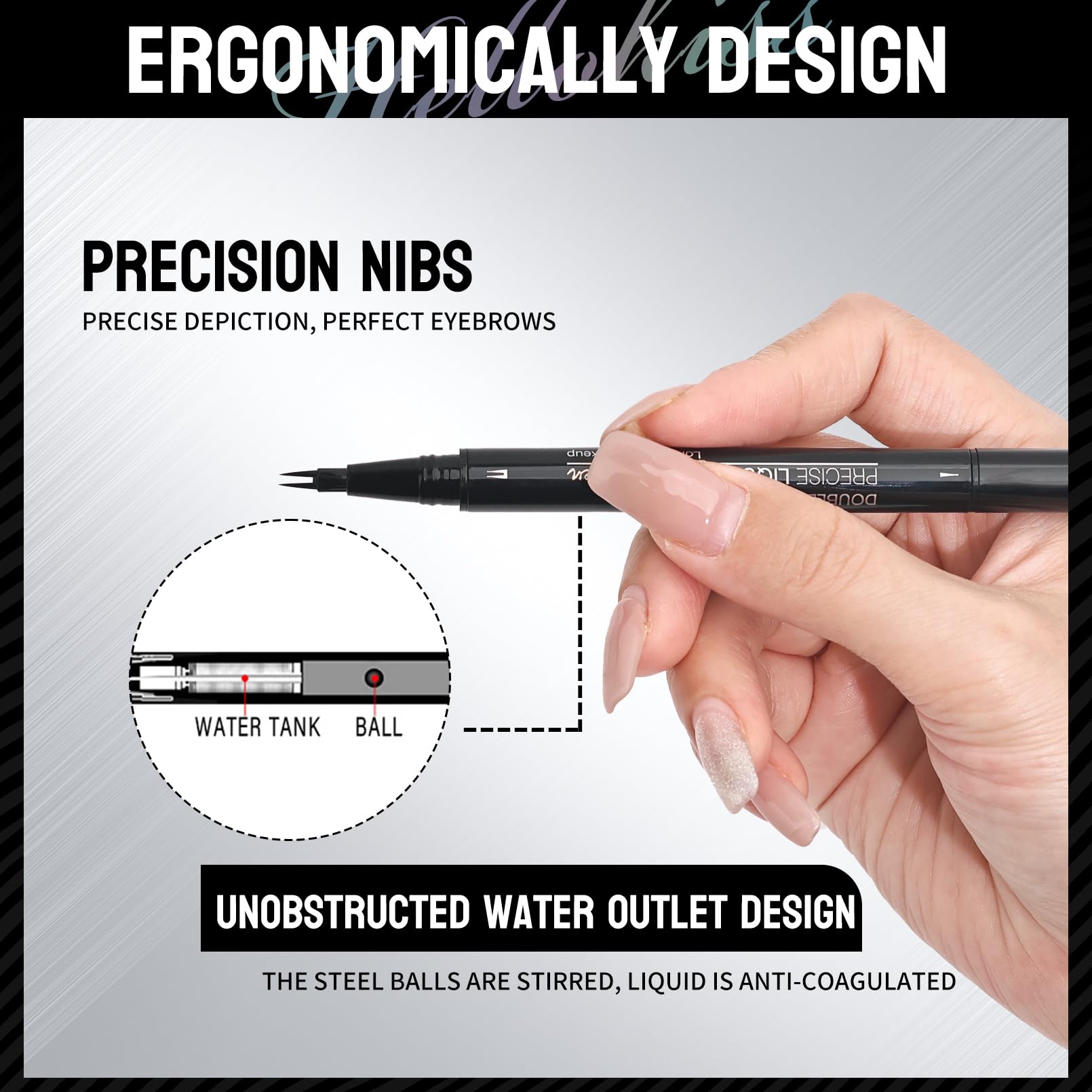Microblading Eyebrow Pencil,2-In-1 Dual-Ended Eyebrow Pen With 2 Tip Brow Pen And Precise Brush-Tip,Brow Pen For Natural Women (