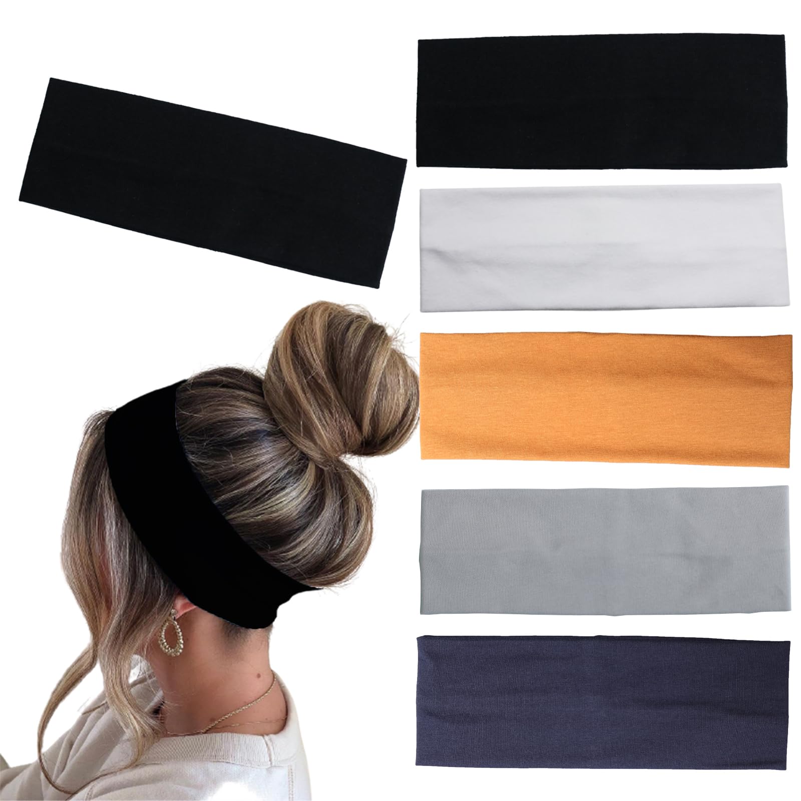 MLMOMVME 6 Pcs Headbands for Women Hair Cotton Headband for Tie Dye Party Supplies, Non-slip Stretchy Elastic Head Wrap Holder H