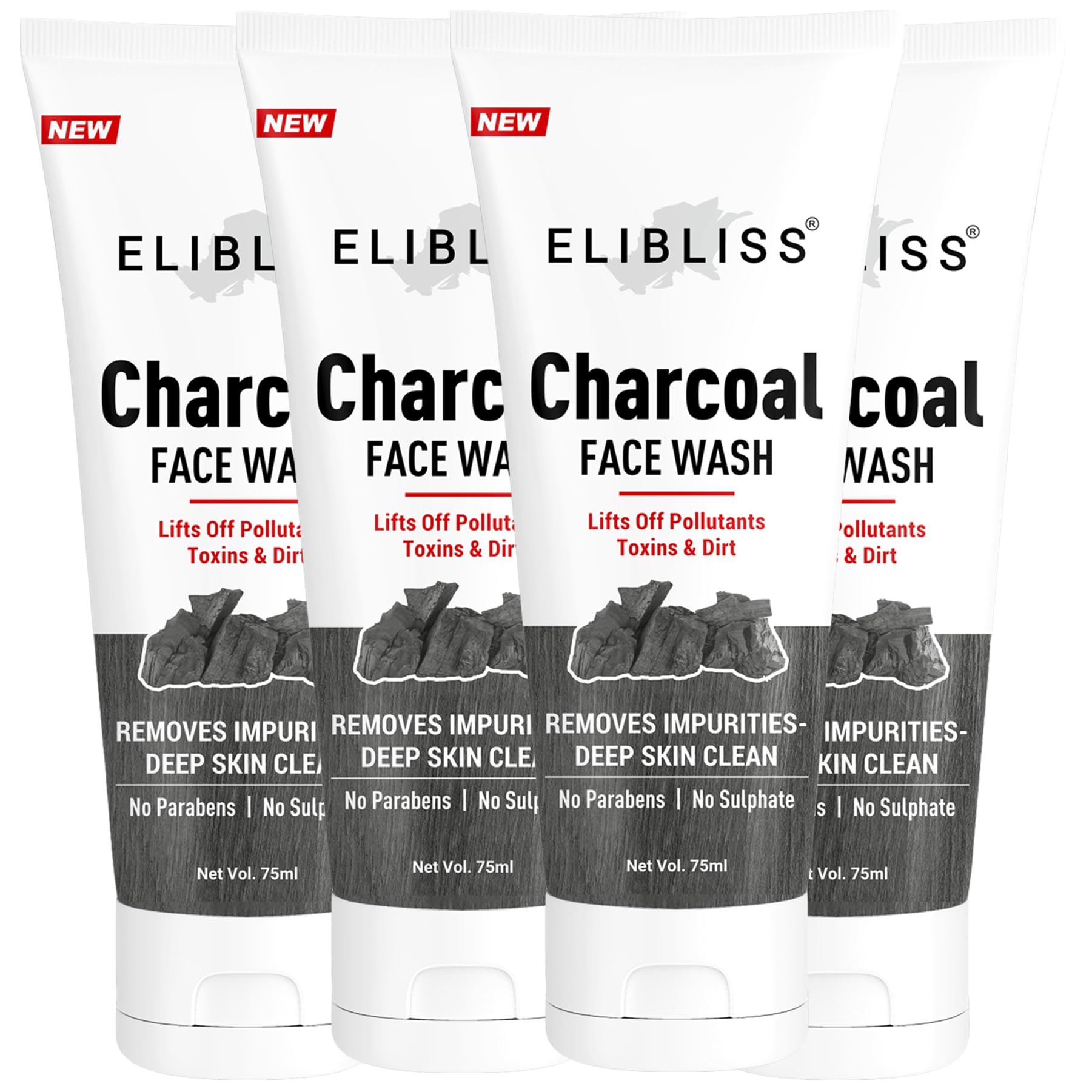 Elibliss Charcoal Face Wash For Deep Cleansing, Removes Dirt, Oil & Impurities, Daily Face Cleanser For Men & Women, Helps Purif