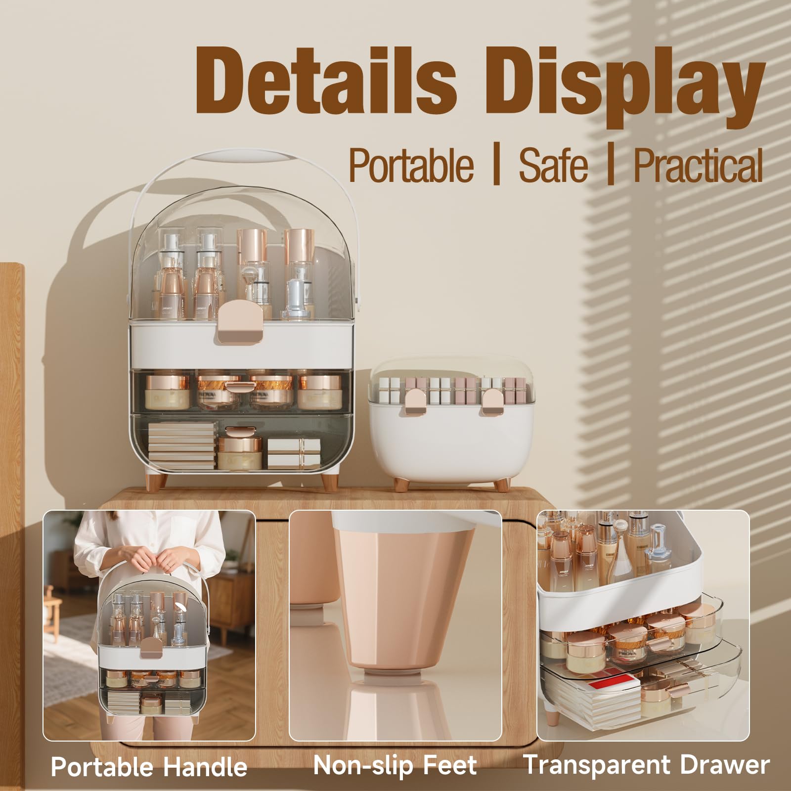 CLBDRESS Makeup Organizer, Skincare Organizer Bathroom Counter Organizer, Storage Box Cosmetic Display Cases, Teen Girl Gifts Tr