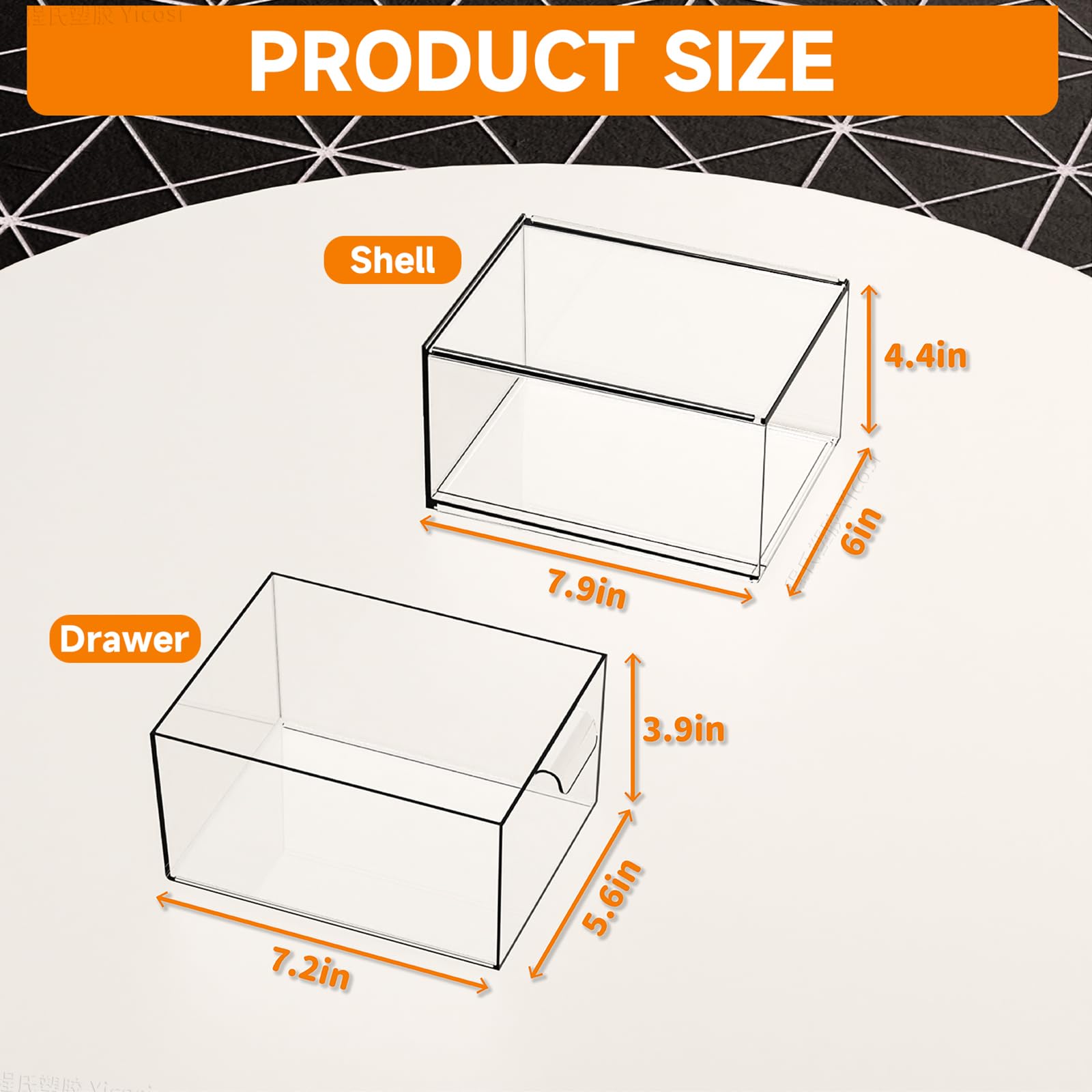 4 Pack Stackable Storage Drawers,4.5'' Tall Acrylic Bathroom Makeup Organizer,Plastic Storage Bins With Handles For Vanity,Home