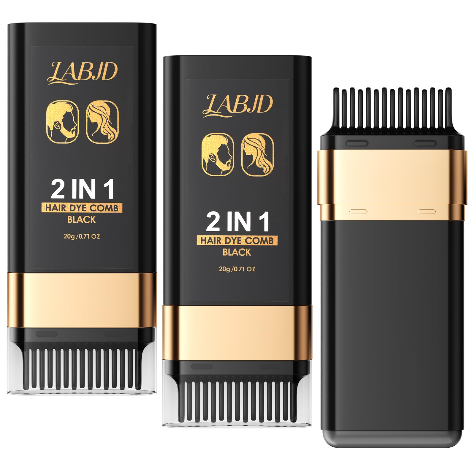 Hair Dye Comb 3 Pack, Waterproof Sweatproof Gray Hair Coverage Temporary Hair Color Stick for Men Women, Portable Hair Coloring 