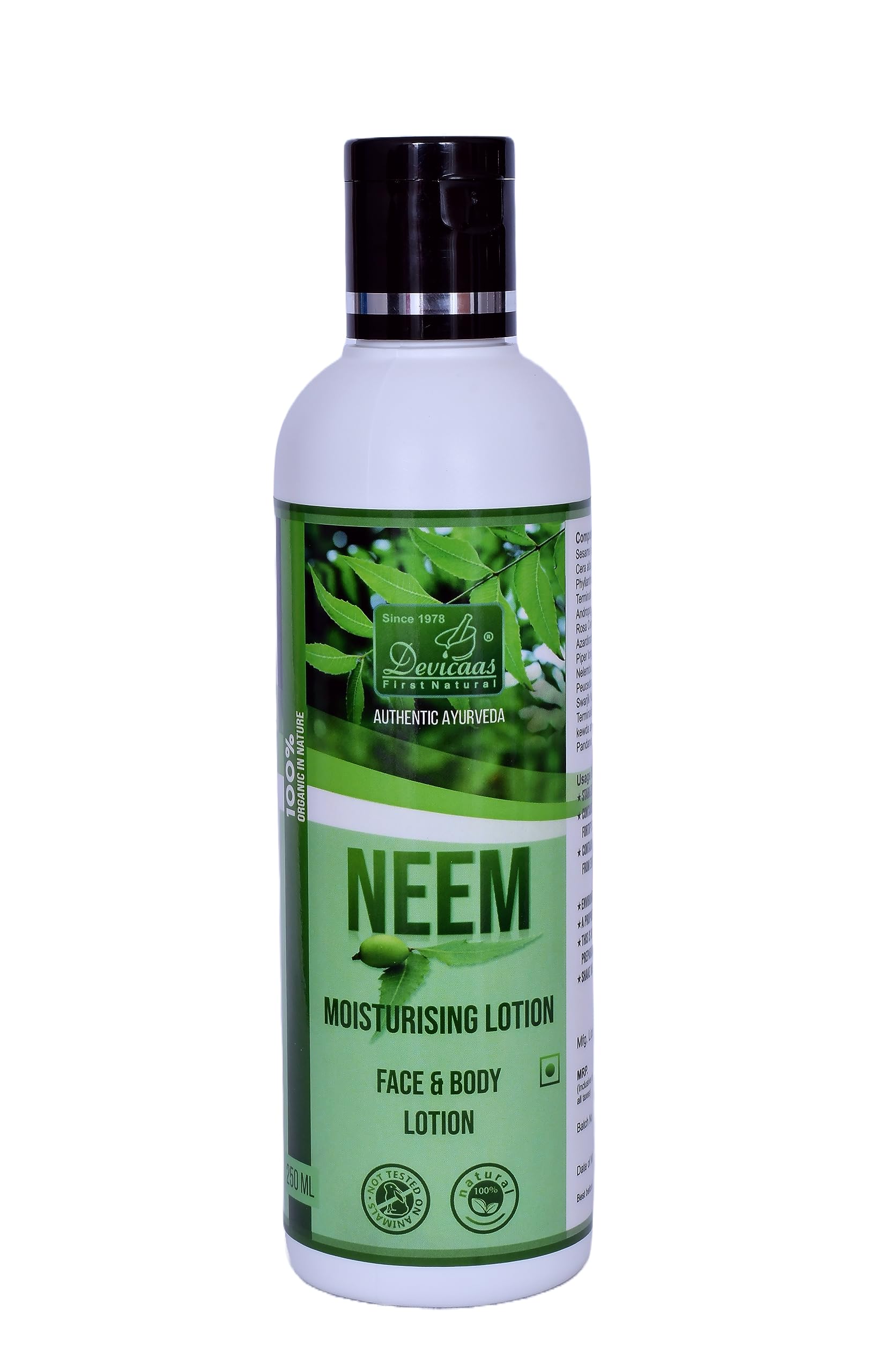 Devicaas Neem Moisturising Face & Body Lotion 250Ml | Ayurvedic Herbal Hydration For Oily To Normal Skin | Lightweight Nourishin