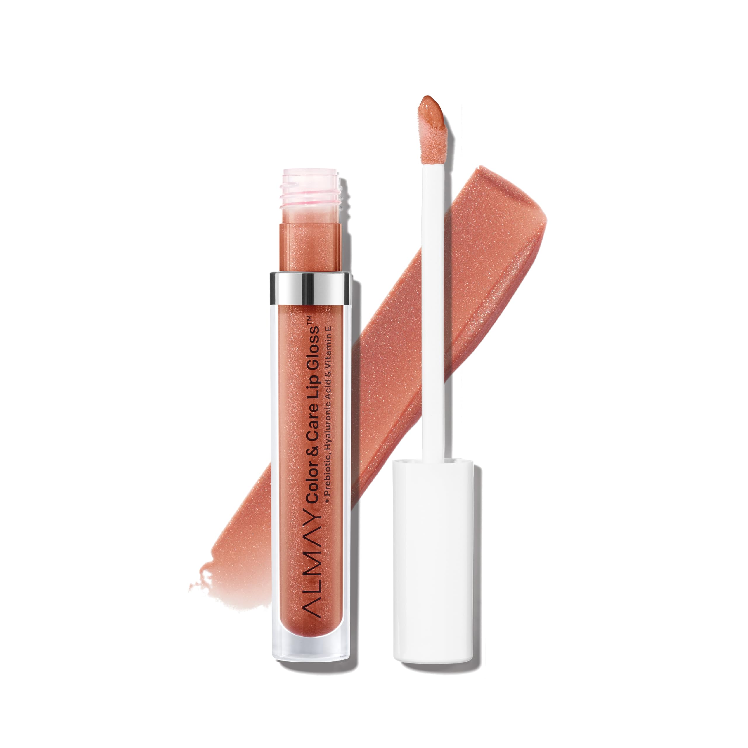 Almay Hydrating Lip Gloss, Soft Natural Colors, Prebiotic Complex, Hyaluronic Filling-Sphere Technology, 300 Glitters Gold, 0.1