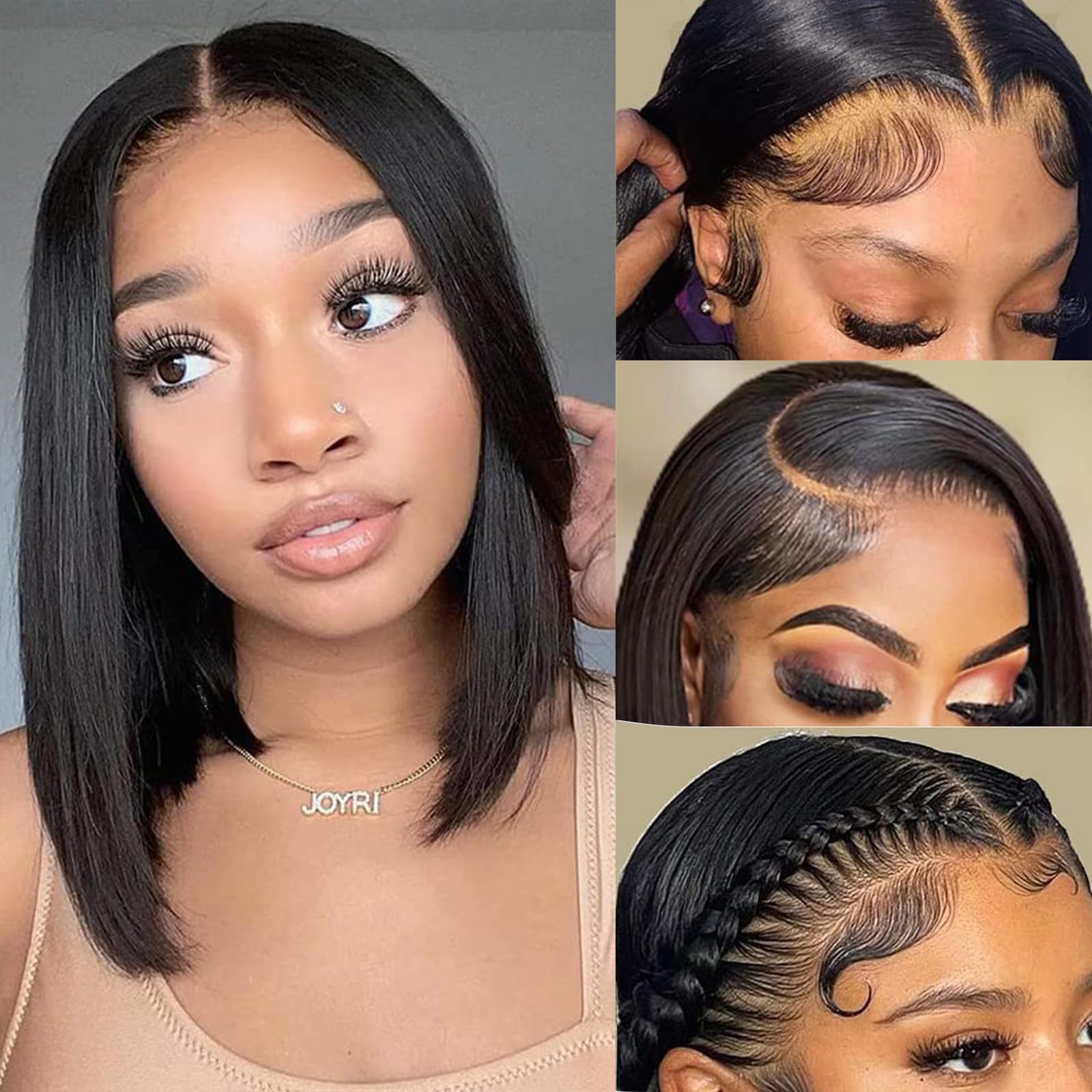 Superfect Bob Wig Human Hair 14 Inch 13X4 Hd Lace Front Wigs Human Hair Glueless Pre Plucked Straight Lace Frontal Bob Wigs For