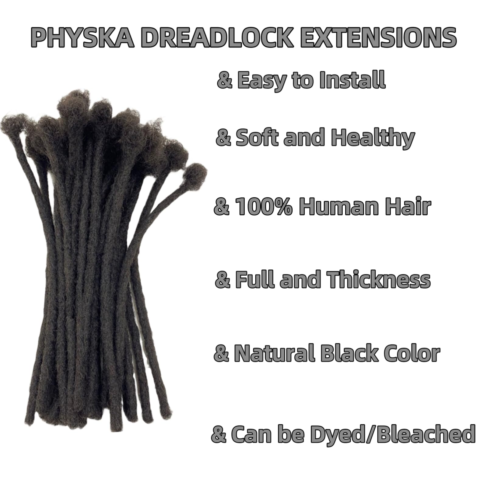 0.4Cm Width 4Inch 60 Strands Dreadlock Extensions Real Human Hair 100% Handmade Permanent Loc Extensions Human Hair For Women/Me