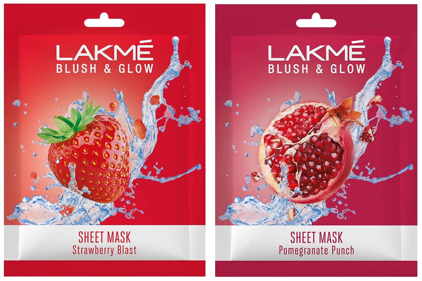 Lakm Blush & Glow Pomegranate Sheet Mask, 20 Ml & Lakm Blush & Glow Strawberry Sheet Mask, 20 Ml
