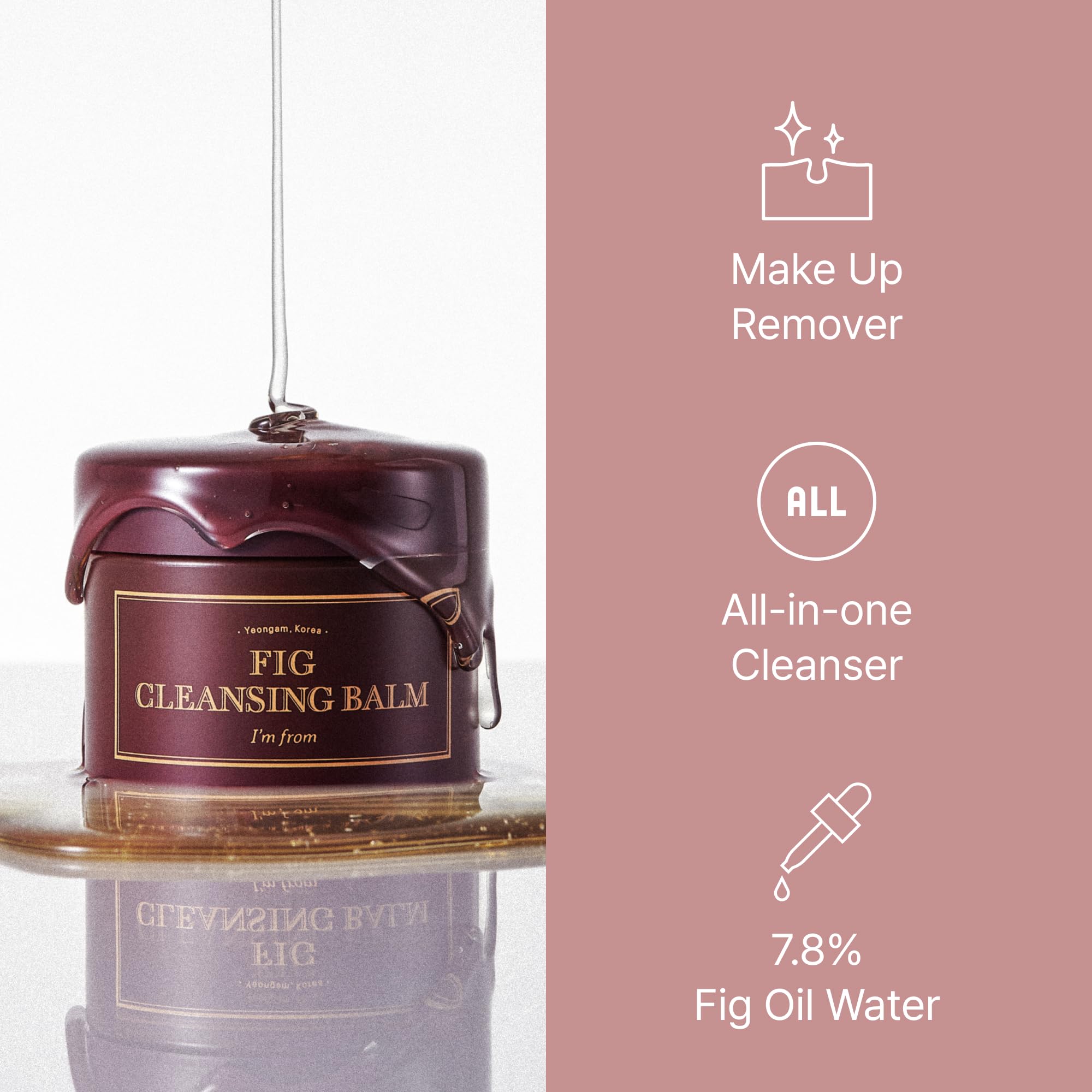 I'M From] Fig Cleansing Balm 100Ml, Korean Makeup Remover, Vegan, Easy To Rinse Off, Fig Oil Water 7.8% With Peptide And Amino A