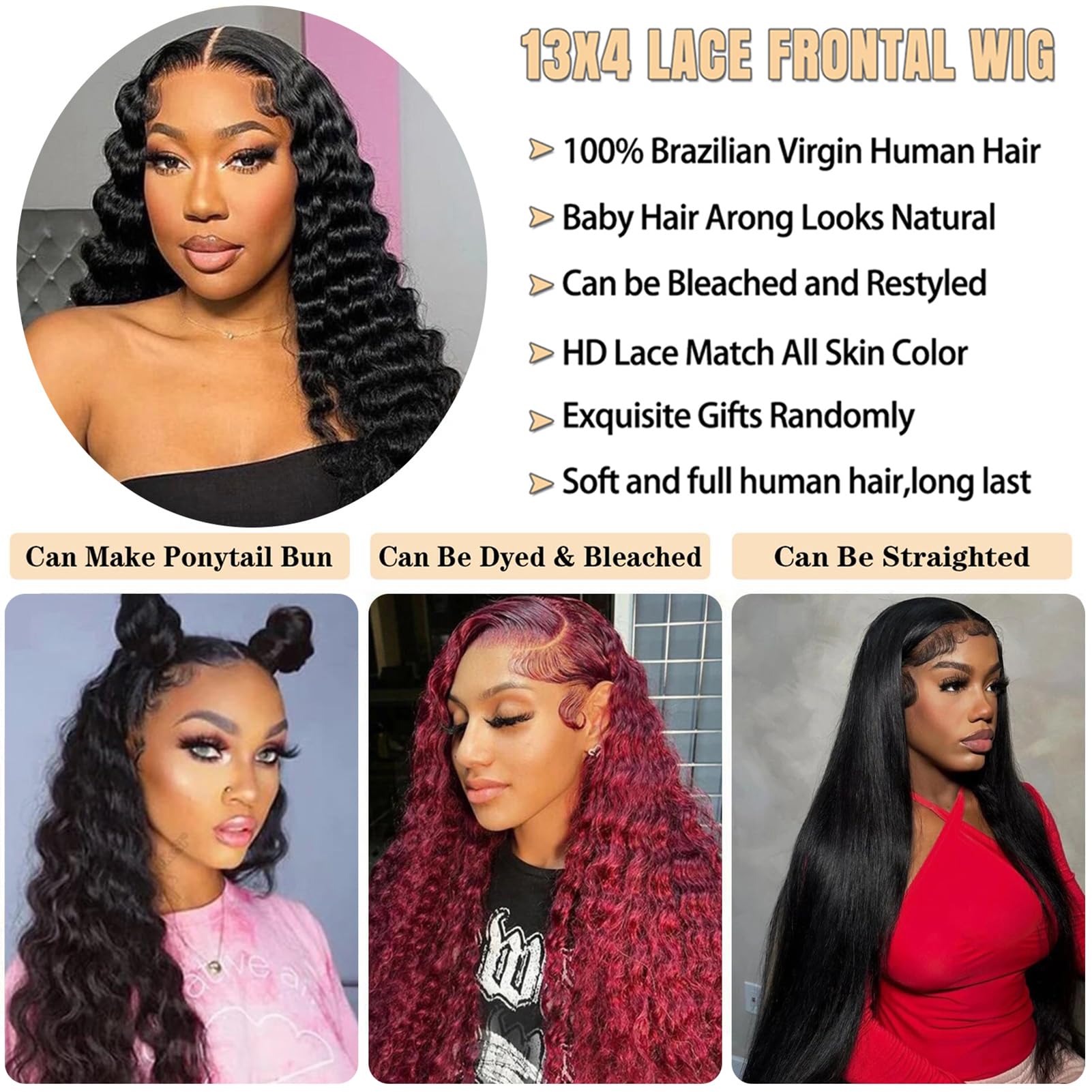 24 Inch Loose Wave Lace Front Wigs Human Hair 13X4 Hd Transparent Loose Deep Wave Human Hair Lace Front Wigs For Black Women 180