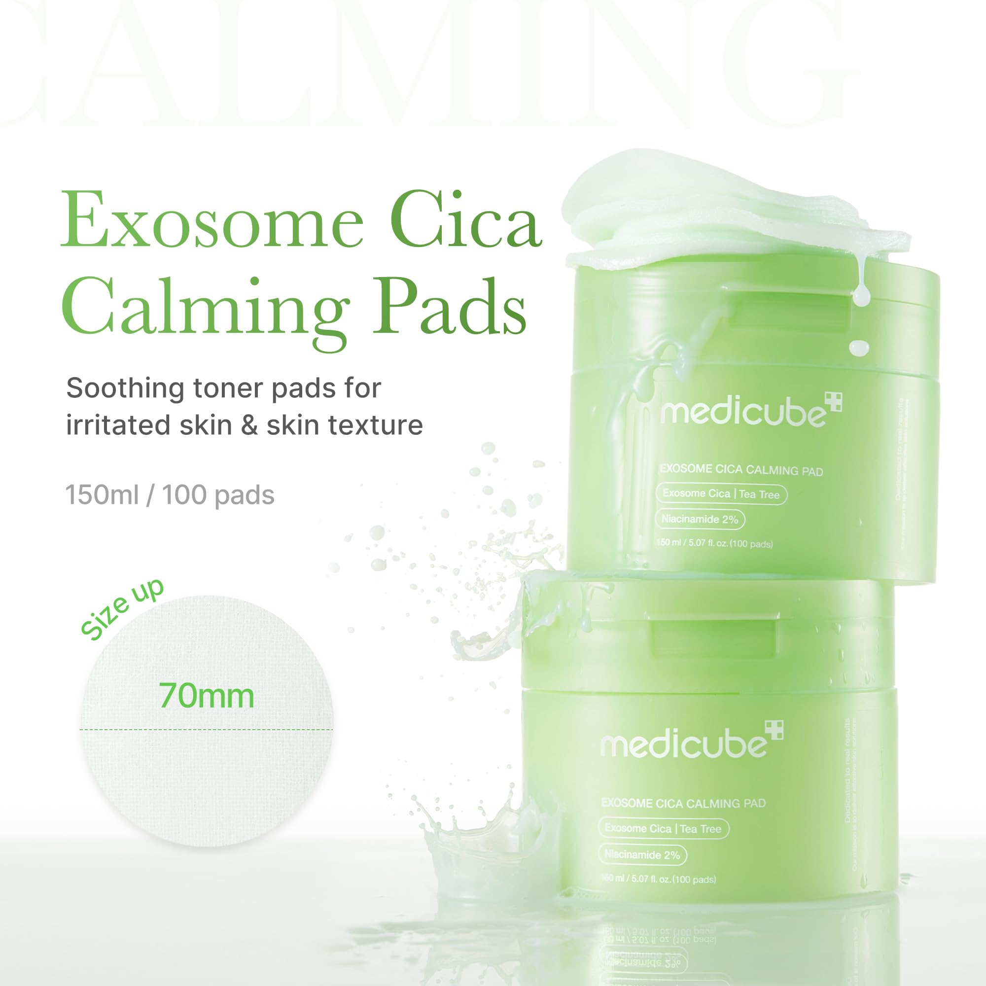 Medicube Exosome Cica Tea Tree Calming Toner Pads For Sensitive Skin With Centella Asiatica Help Reduce Redness & Breakouts. Low