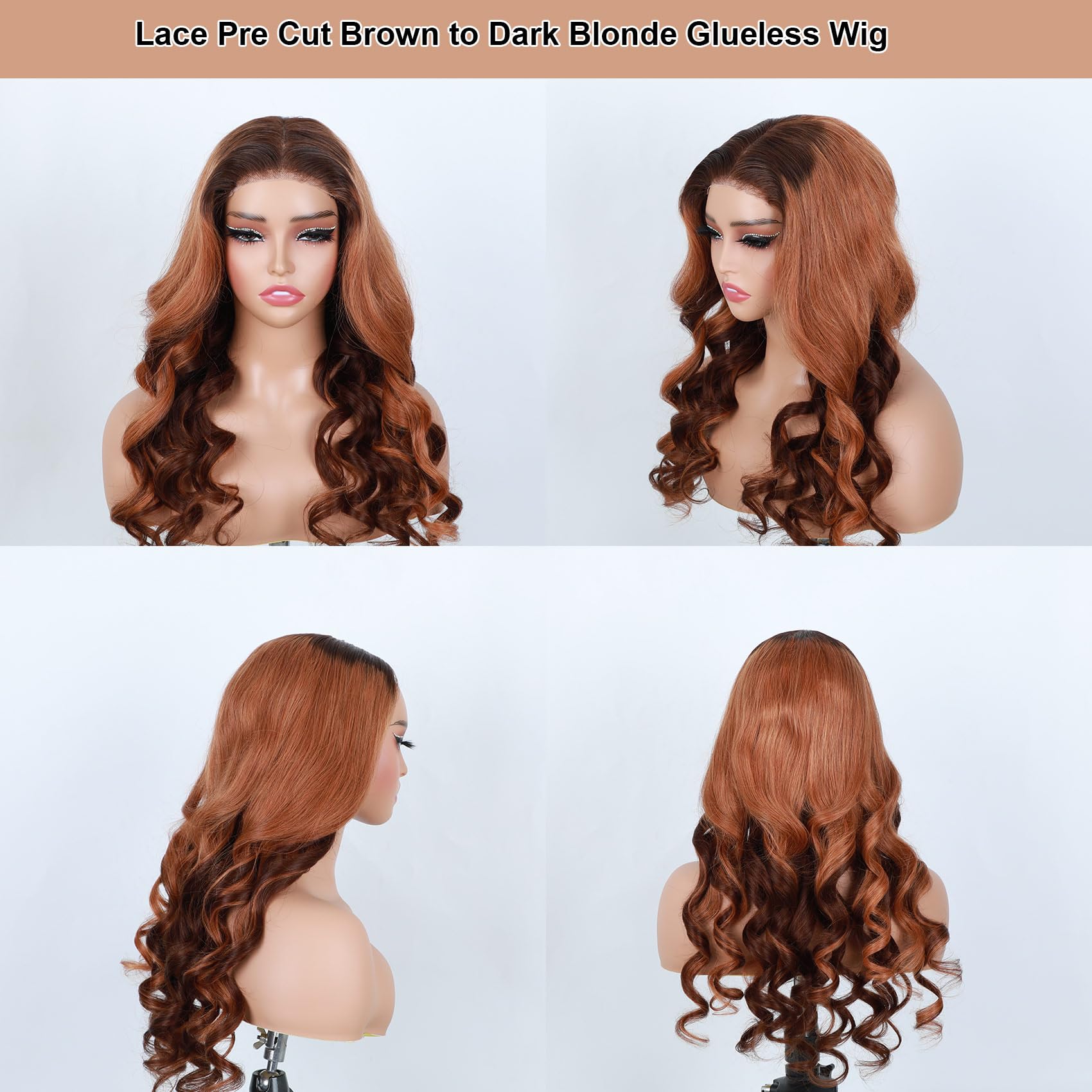 Domiso Ombre Honey Blonde Lace Front Wigs Human Hair Brown Blonde Minxed Body Wave Wear And Go Glueless Wigs Human Hair Pre Pluc