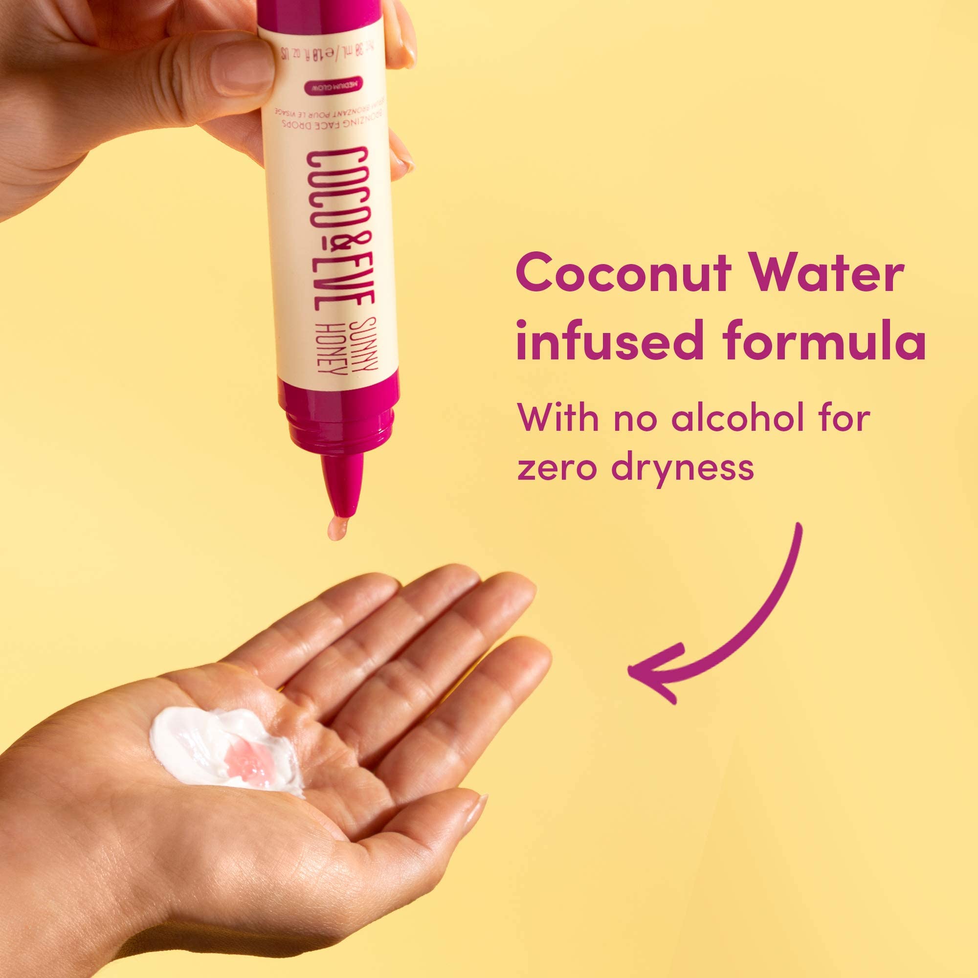 Coco & Eve Sunny Honey Bronzing Face Drops (Medium Glow) for Natural Self Tanning . Hydrating Hyaluronic Acid. Gradual Face Tann