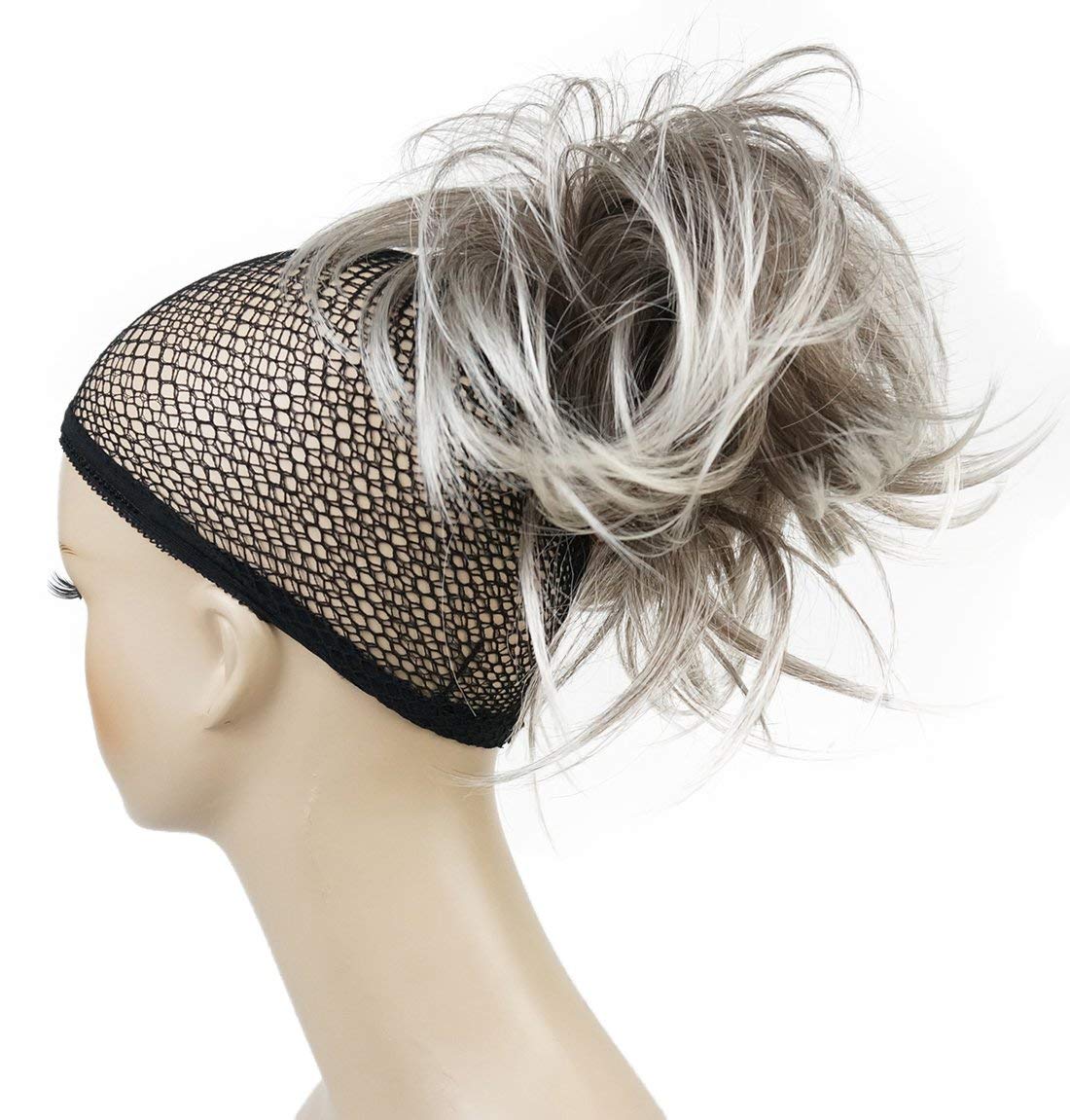 Lydell Adjustable Messy Style Ponytail Hair Extension Synthetic Hair-Piece with Jaw Claw Amzing Shape For You #48T Light Gray wi