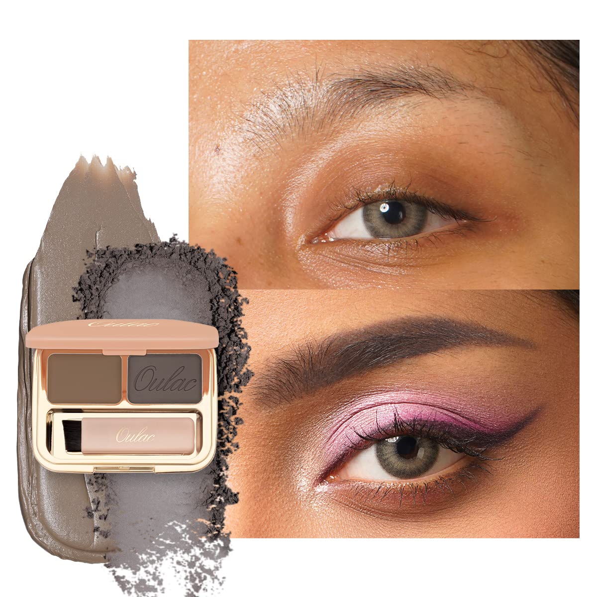 Oulac Waterproof Eyebrow Powder Kit With Brow Brush 2 In1 Long Lasting Instant Eyebrow Pomade & Powder Natural Makeup For Sparse