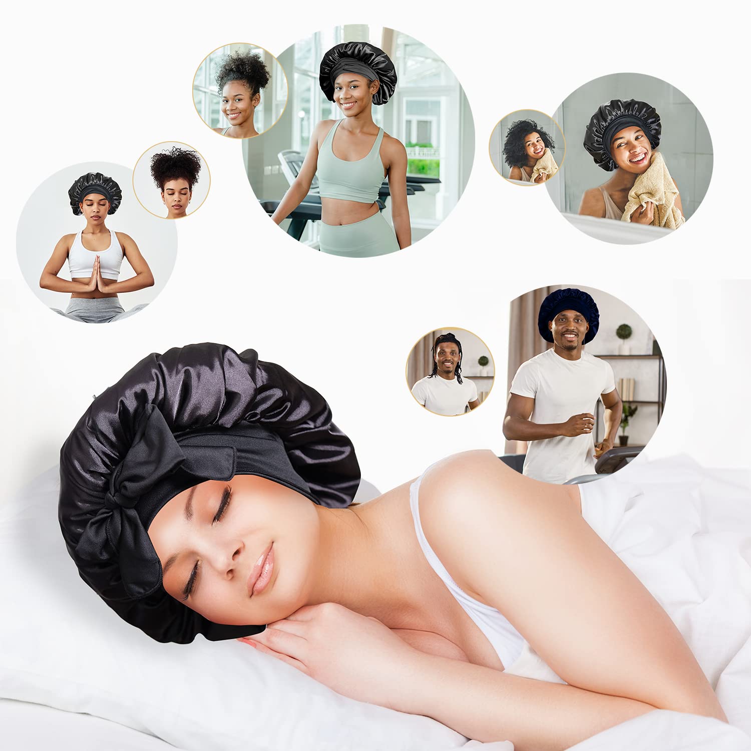 BONNET QUEEN Reversible Silk Bonnet for Sleeping Women Double Layer Satin Lined Bonnet Hair Bonnet for curly hair Night Sleep Ca