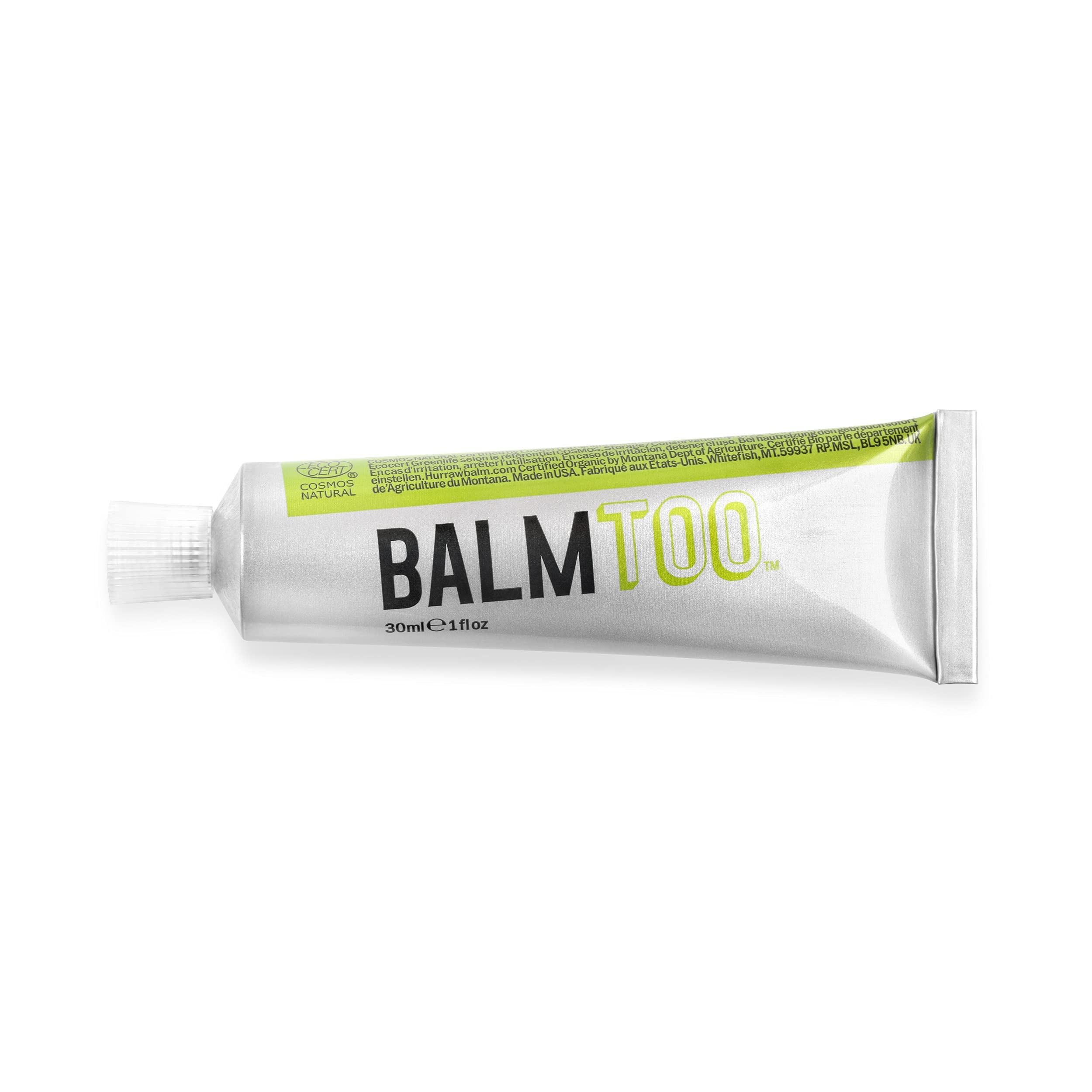Hurraw! Balmtoo Squeezable Balm, Lemon Balm Coconut Pulp: Ultra-moisturizing. Anywhere application. Body, face, lips, neck, fing