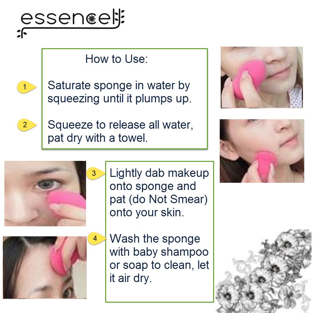 Essencell Cosmetic Pro Makeup Blender Sponges 2Pc Pack - Easily Blend Liquid Foundation,Highlight And Contour-Flawless Sponge Ap
