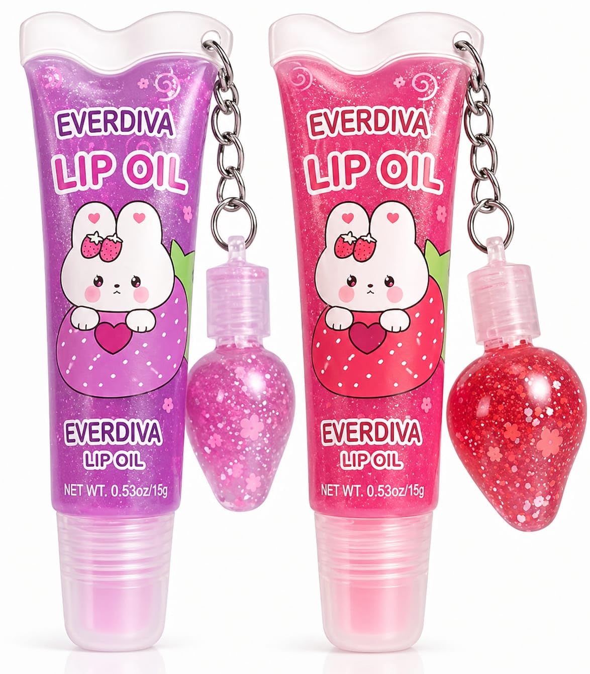 2In1 Lip Gloss Keychain For Girls & Women  Cute Tube Design Moisturizing Lip Gloss | Hydrating, Nourishing & Glossy Finish Li