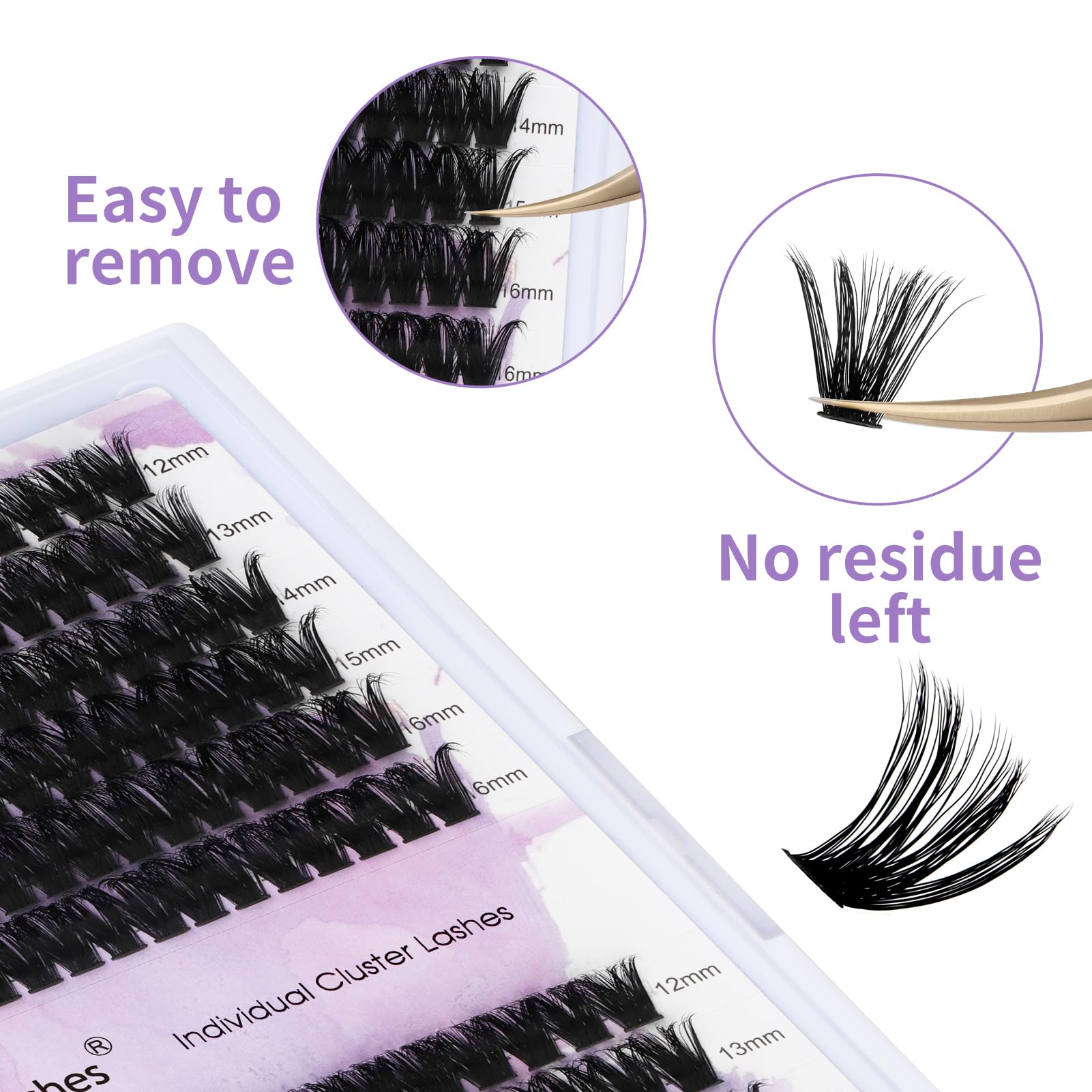 Lash Clusters 60D/80D Eyelash Clusters Fluffy Diy Lash Extensions Wispy D Curl Lashes Clusters Mixed Length 12-16Mm Fluffy Indiv