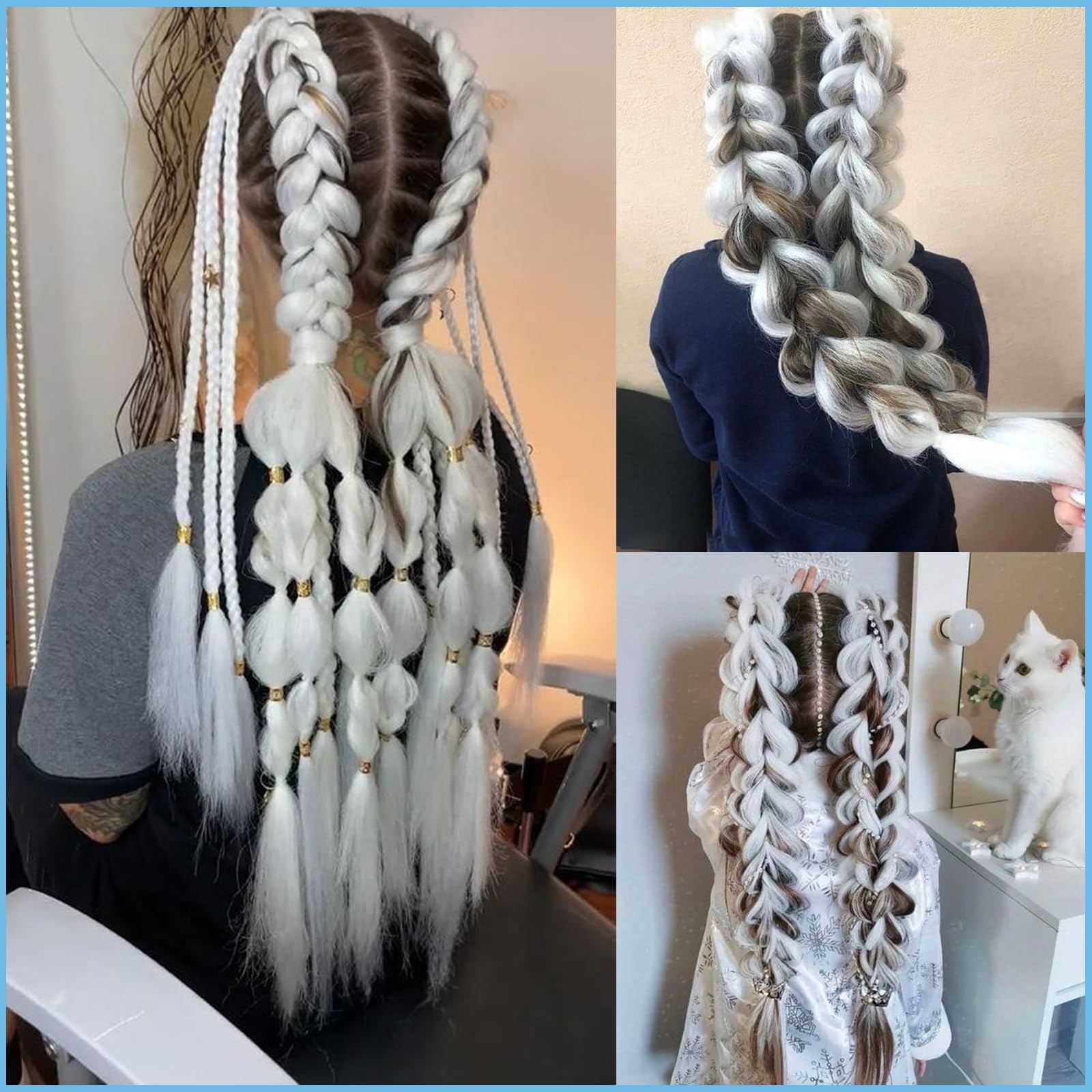 Run Shui White Pre Stretched Braiding Hair 2 Packs Pre Feathered Braid Hair Extensions 30 Inches Kanekalon Hair Braids