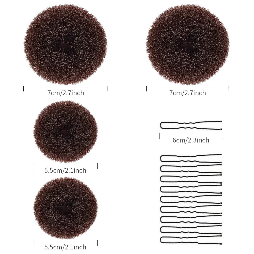 Donut Bun Maker, MORGLES Bun Maker for Hair Ring Style Bun Maker Set with 4PCS Donut Bun 10PCS Black Hair Pins