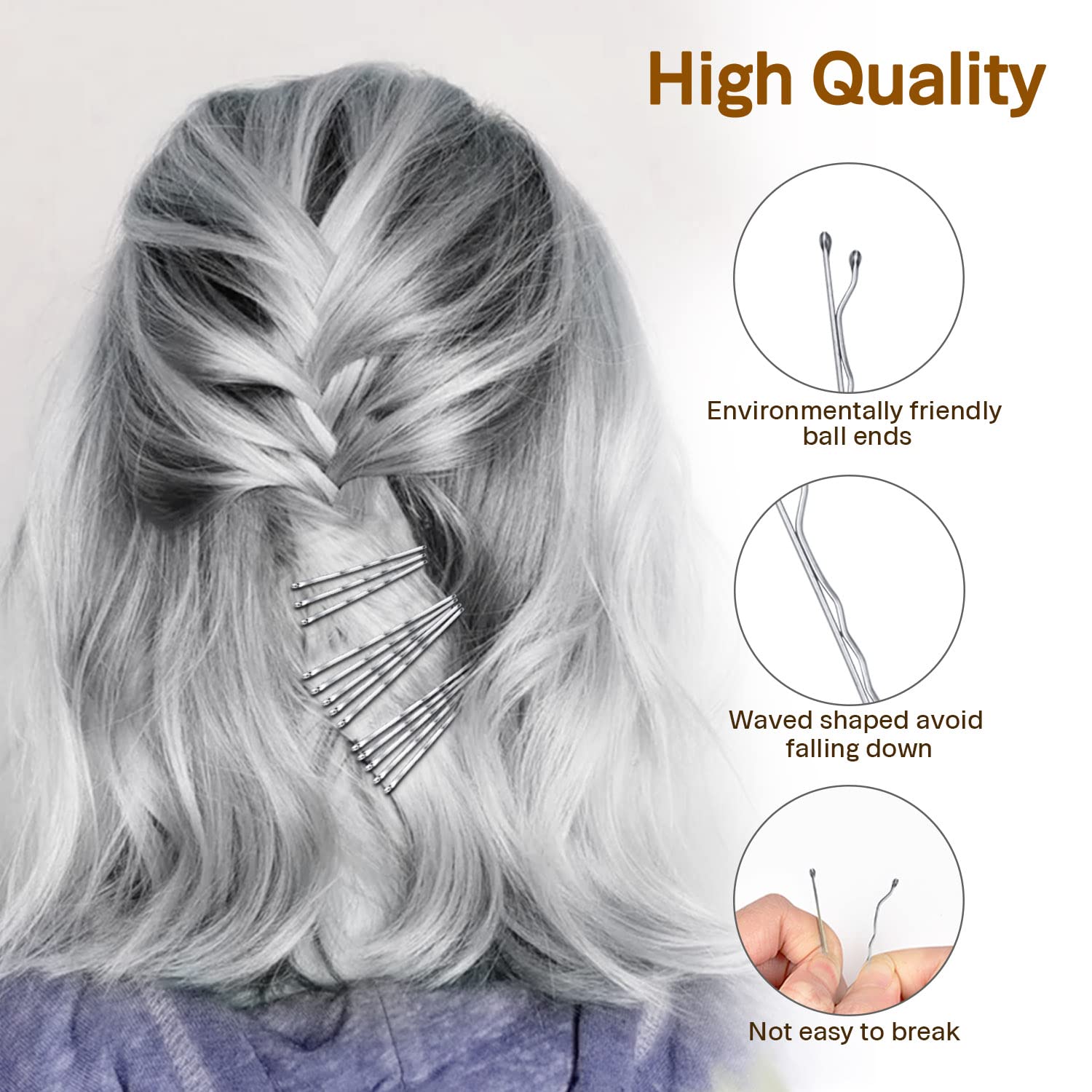 240Pcs Silver Bobby Pins, MORGLES Bobby Pins for Gray Hair Secure Hold Hair Pins with a Box, 2.2 Inch
