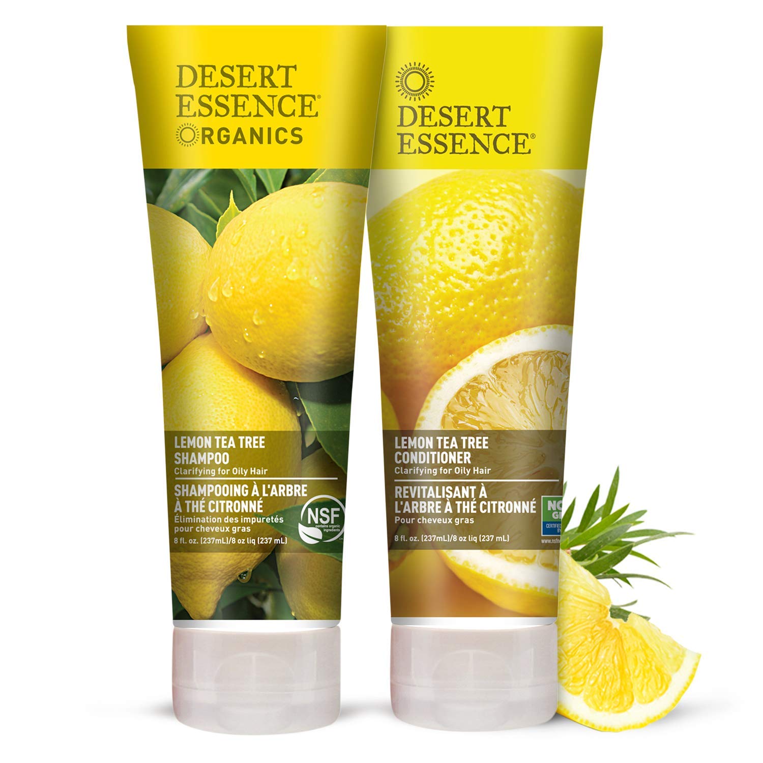 Desert Essence Lemon Tea Tree Shampoo & Conditioner Bundle - 8 Fl Ounce - Clarifying For Oily Hair - Essential Oils - Strengthen