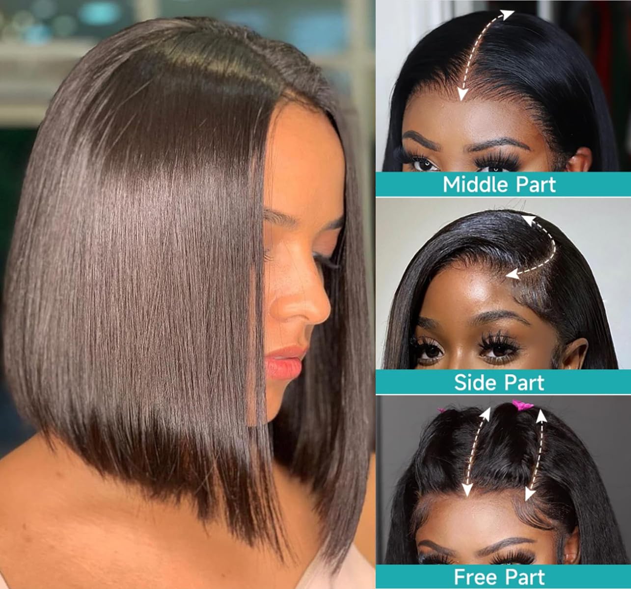 Sogram Bob Wig Human Hair 6X6 Lace Closure Wigs For Black Women Brazilian Short Straight Human Hair Wig Bone Straight Glueless W
