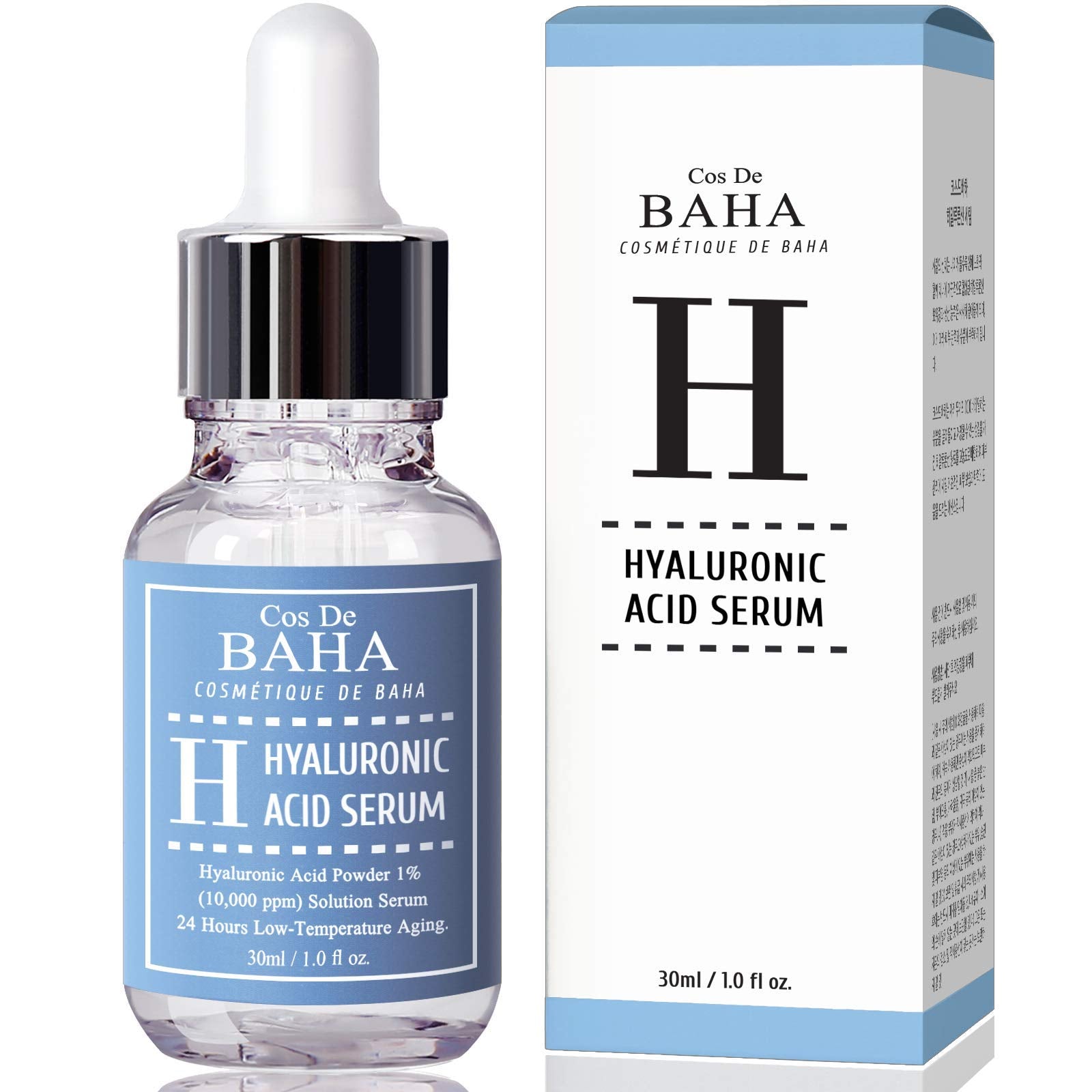 Cos De Baha Pure Hyaluronic Acid Serum - Anti Aging Moisturizer, Natural Collagen Plumping Booster, Anti Wrinkle Formula, Drop O