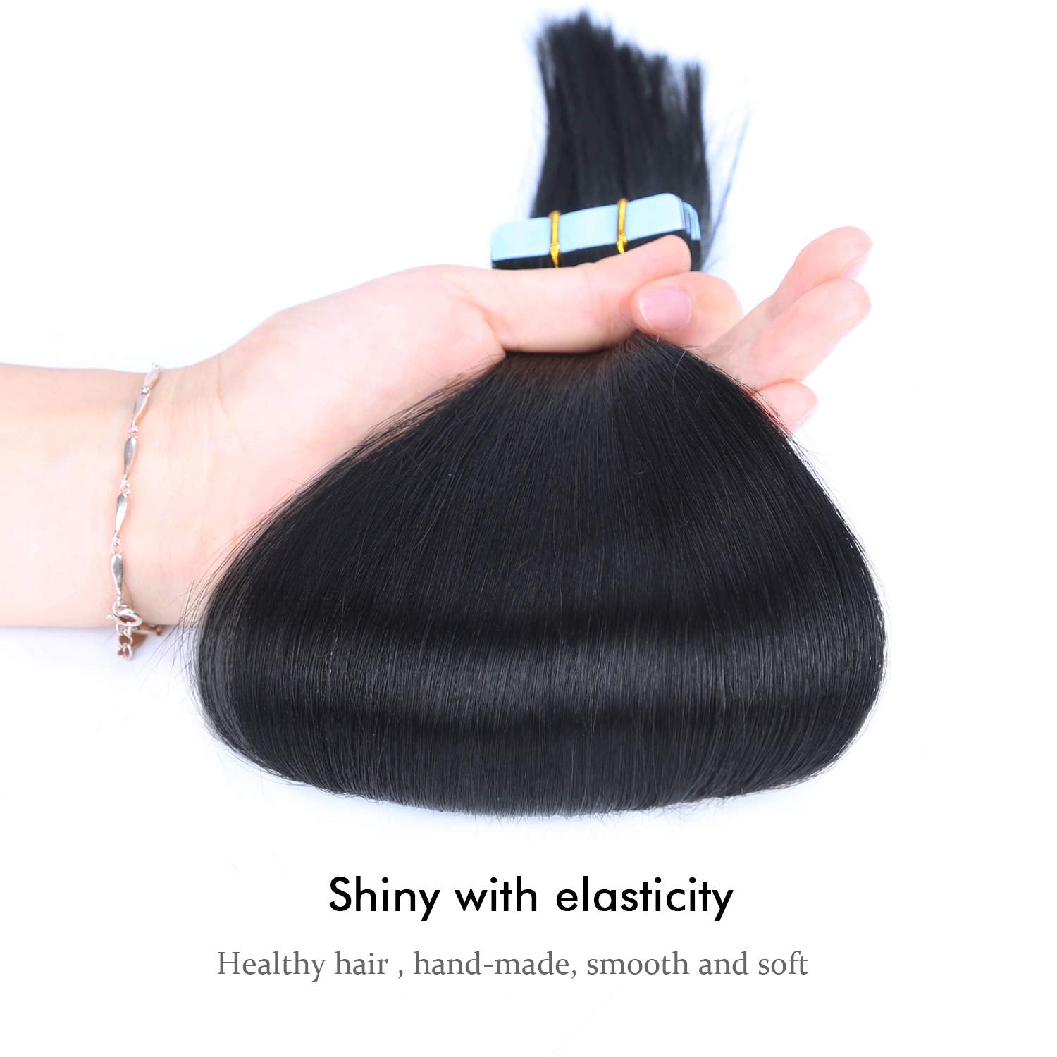 Suyya Tape In Hair Extensions 100% Remy Human Hair 16 Inches 20Pcs 40G/Pack Straight Seamless Skin Weft Tape Hair Extensions(16