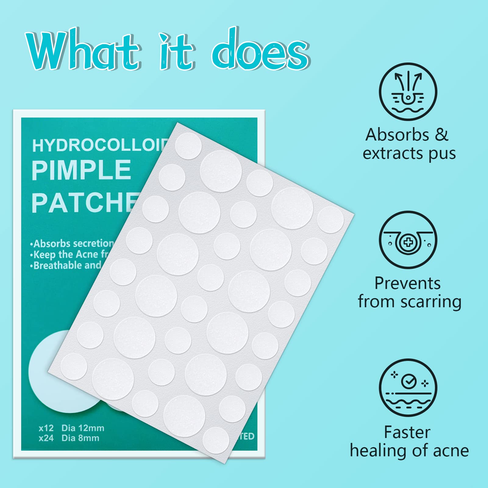 Pimple Patches for Face 180 Counts Hydrocolloid Acne Patches for face Invisible Zit Patches Acne Spot Treatment/Blemish Patches