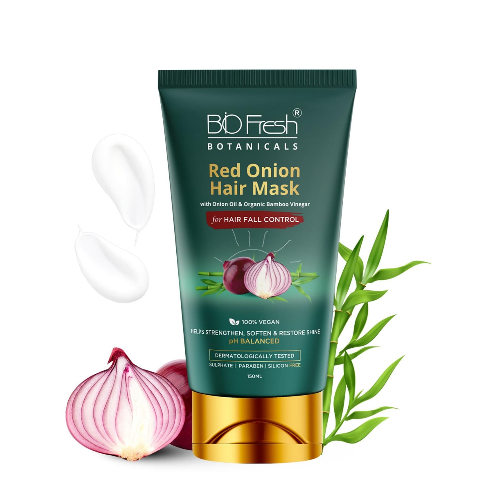 Biofresh Botanicals Red Onion Hair Mask For Smooth Hair  150Ml Volumizing Hair Mask Cream With Bamboo Vinegar, Jojoba Oil And P