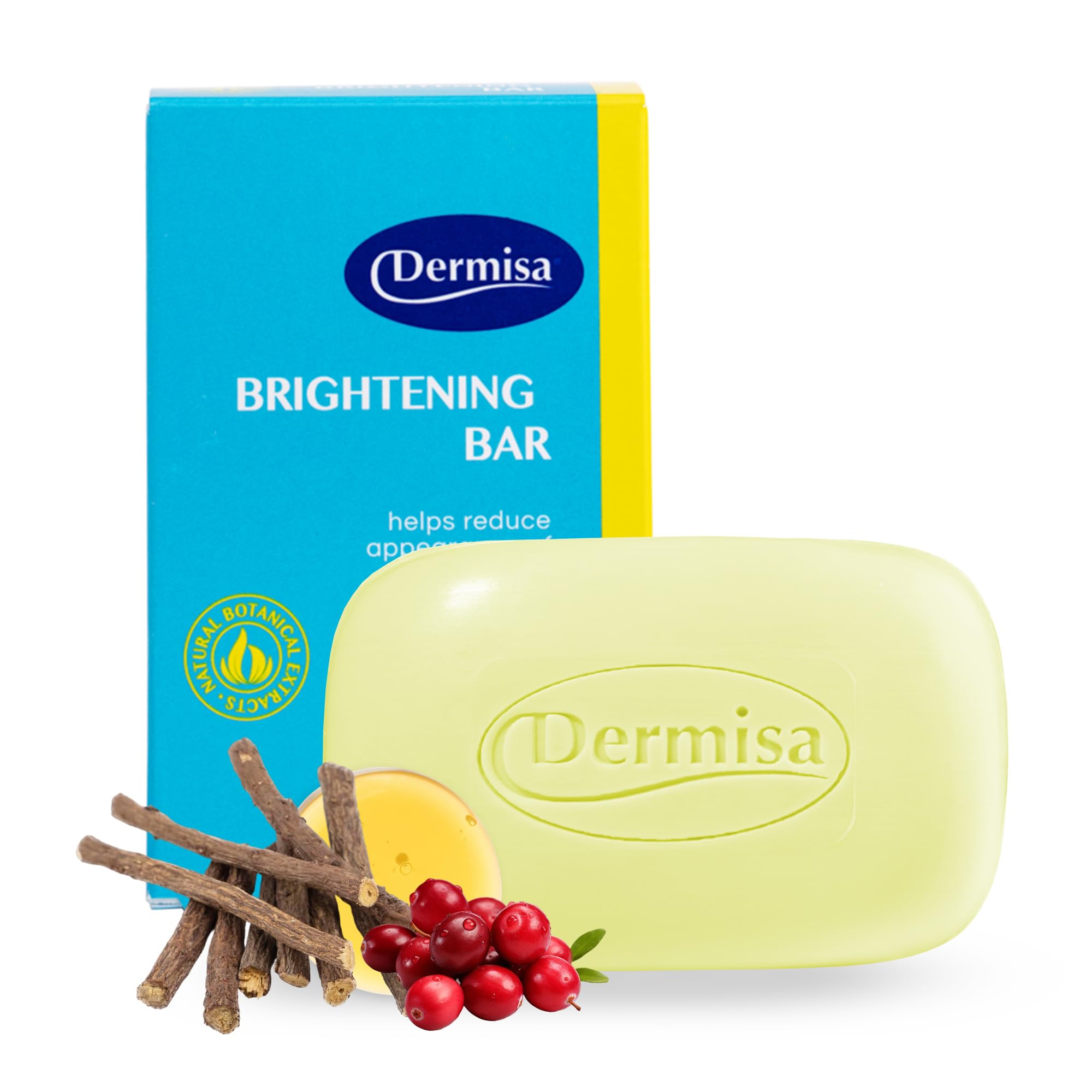 Dermisa Brightening Bar with Kojic Acid, Licorice and Arbutin, Dark Spot Cleansing Soap for Even Skin Tone and Clarity, 3.0oz, P