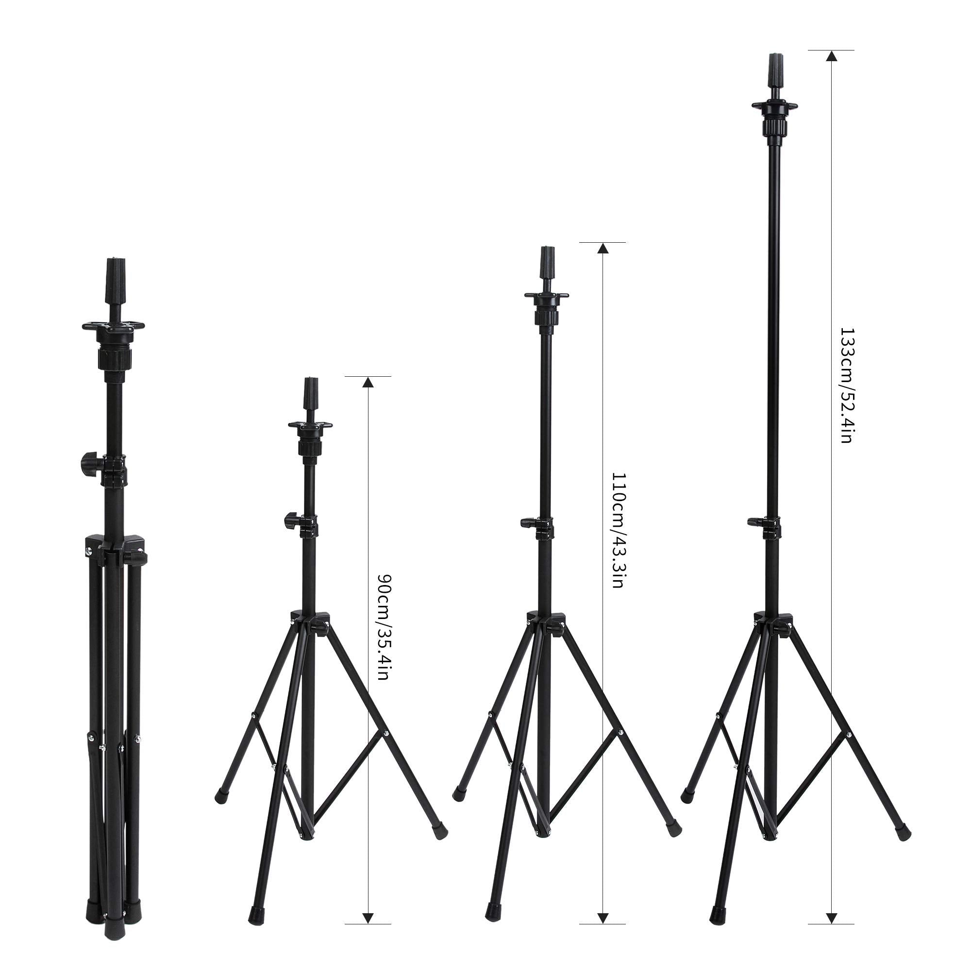 HYOUJIN Wig Head Stand,Wig Stand Tripod Mannequin Head Stand Metal Adjustable Holder for Mannequin Head,Manikin Head,Training He