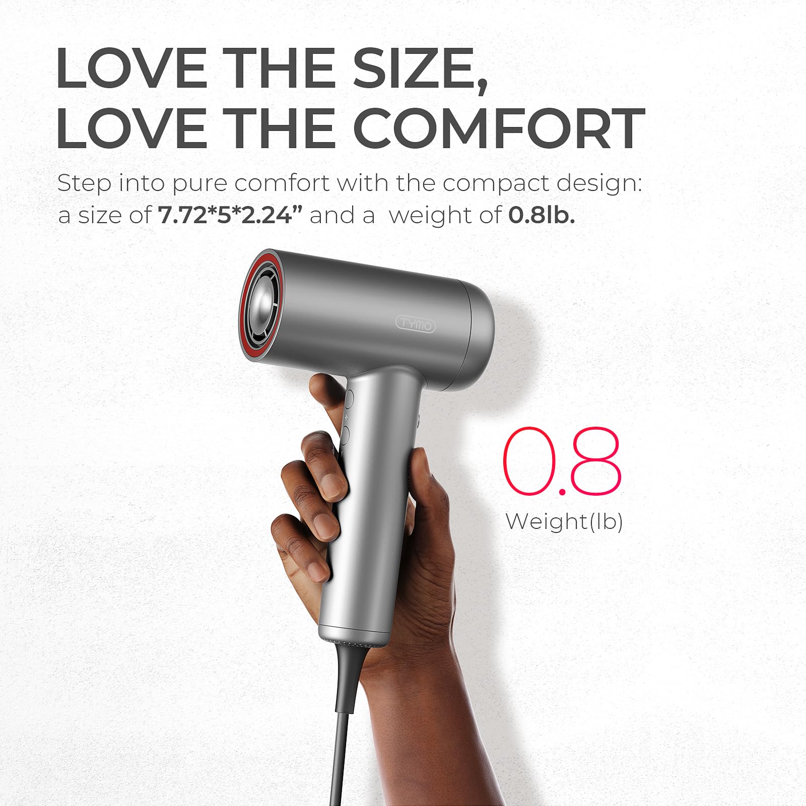 Tymo Travel Hair Dryer, Professional Ionic Blow Dryer For Women, Drying Faster With Less Frizz, Lightweight Compact Hairdryer Wi