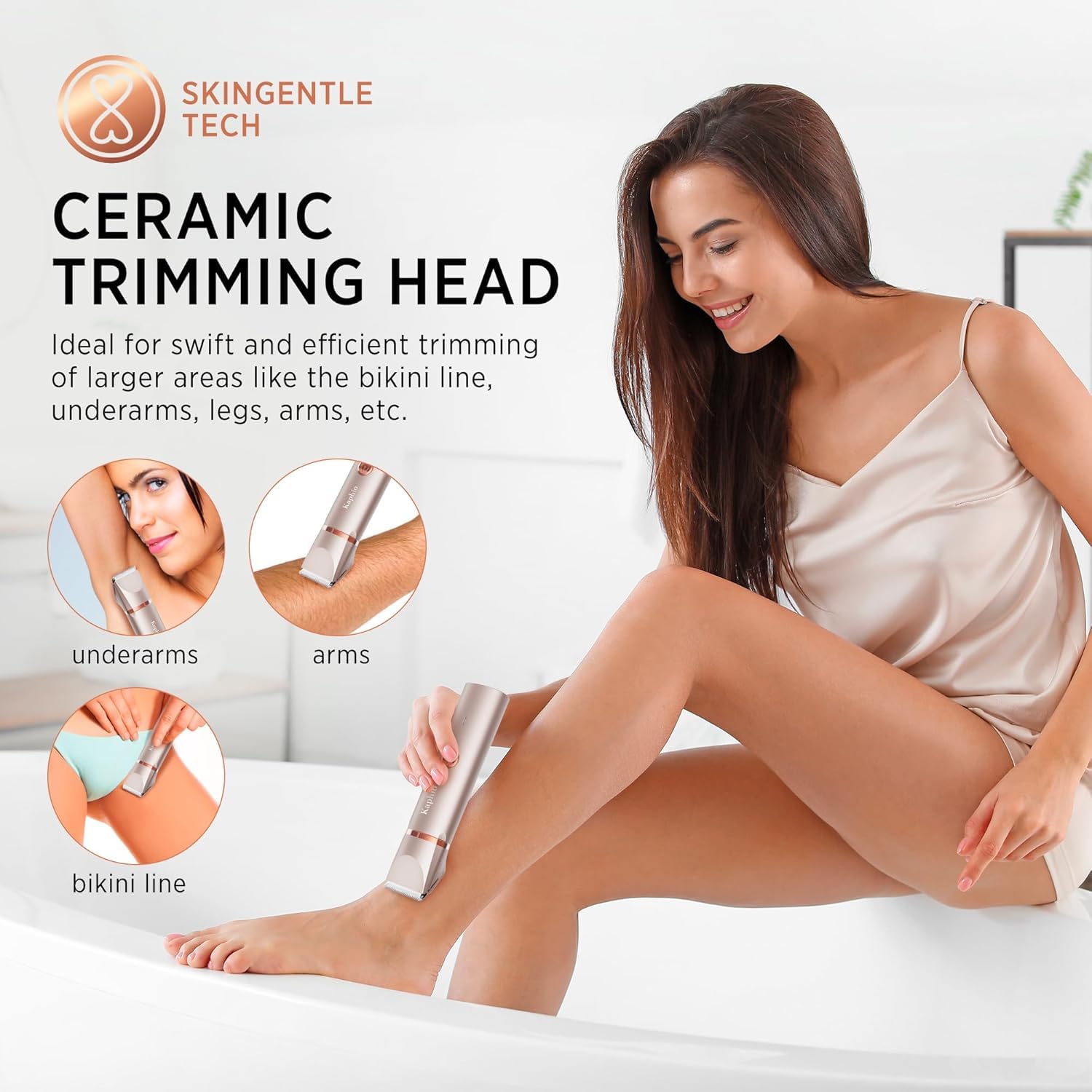 Kaphio Bikini Trimmer For Women Pubic Hair: 2 In 1 Eletctric Razors For Women - Rechargeable Eletctric Shaver For Women - Ipx7 W