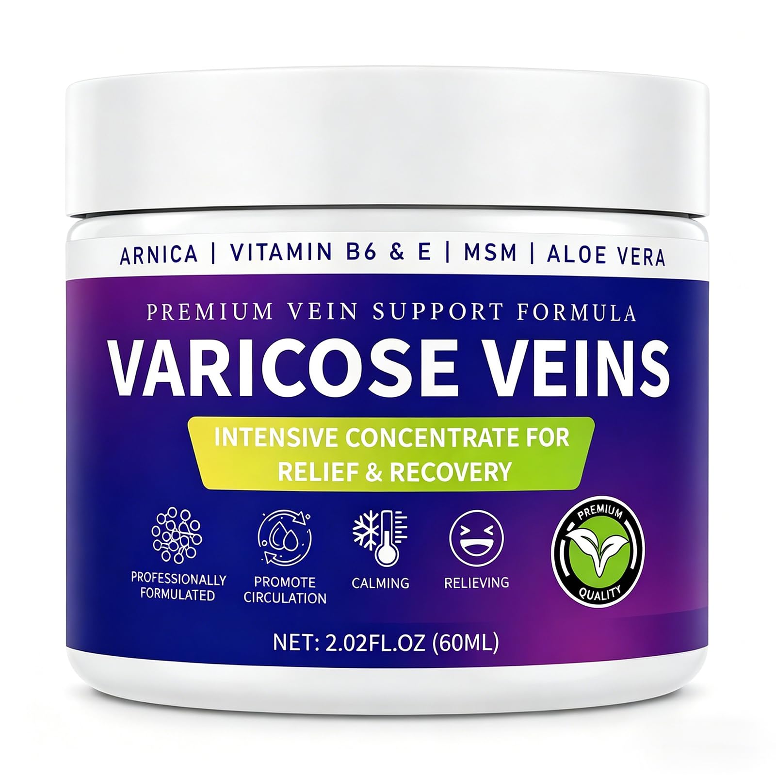 PUTRIZEN Varicose Veins Cream for Legs, with MSM & Arnica, 2.02 Fl Oz