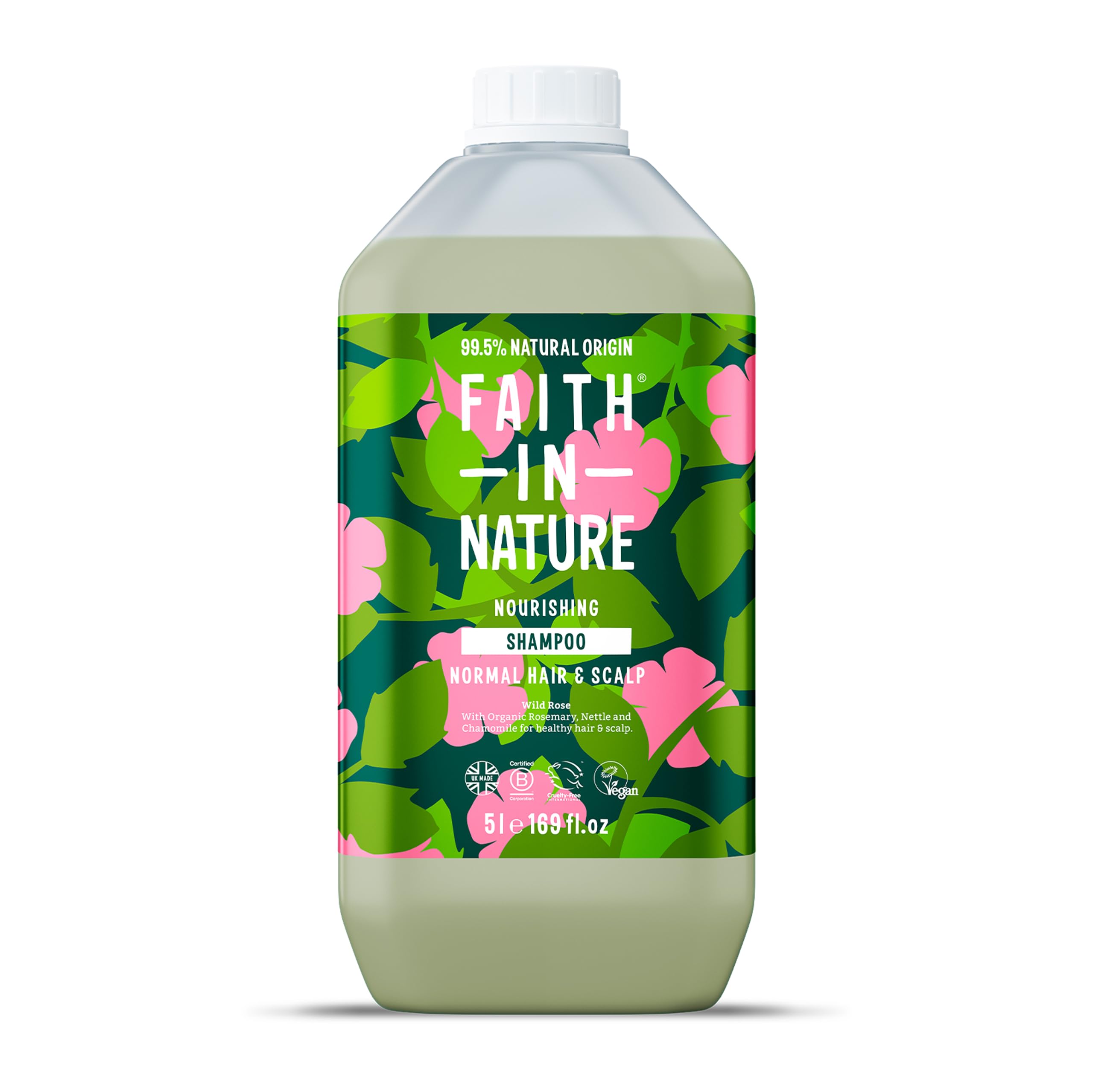 FAITH IN NATURE Natural Shampoo - Vegan & Cruelty Free, No SLS or Parabens - 169 fl oz Refill Pack, Wild Rose