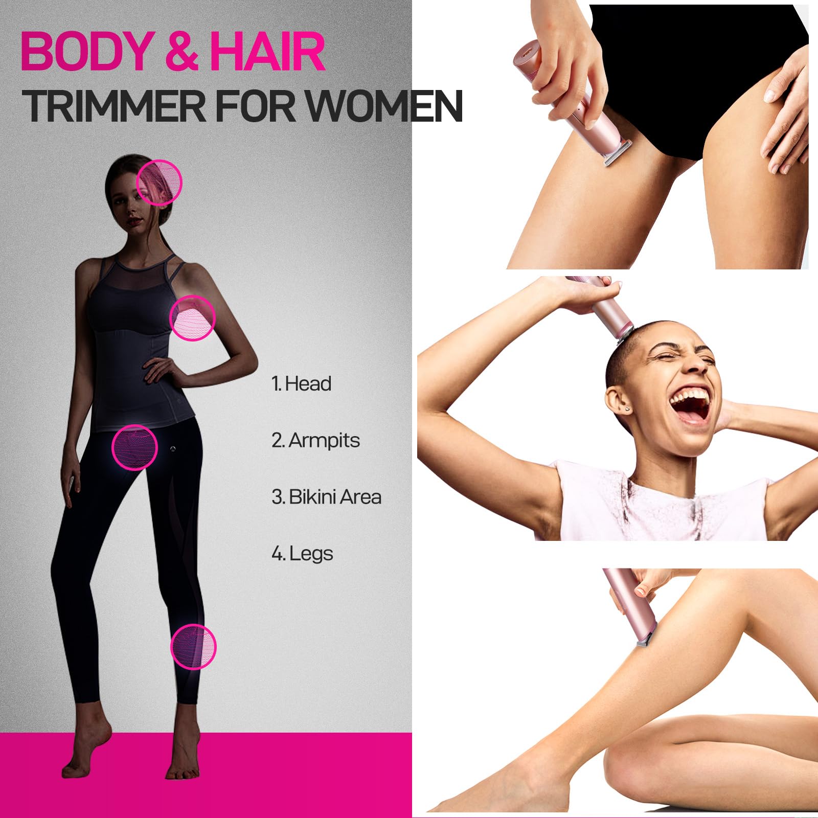 Pritech Bikini Trimmer For Women, Waterproof Pubic Hair Trimmer Women For Wet & Dry Use, Electric Shaver For Women, Women Electr
