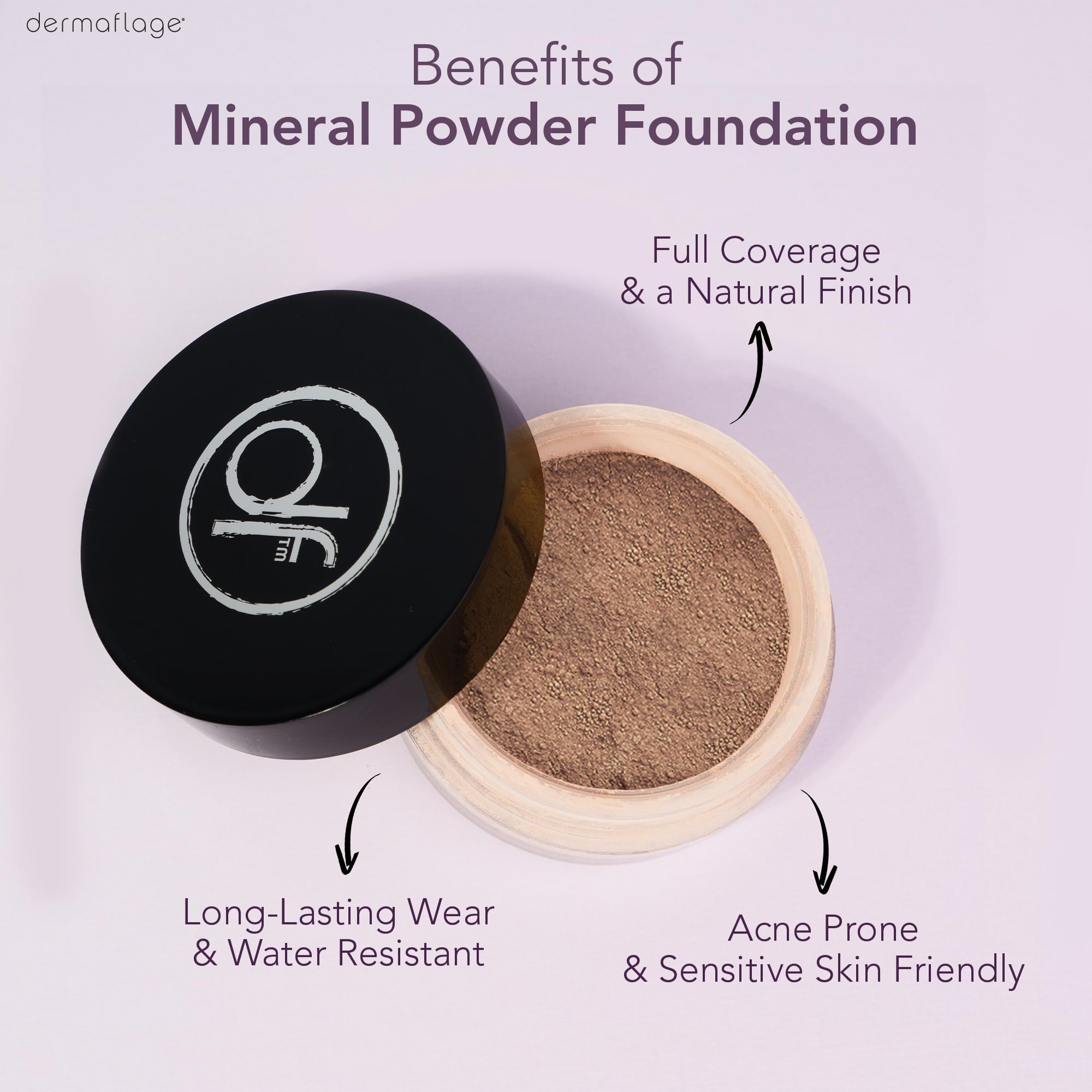 Dermaflage Mineral Powder Sunscreen for Sensitive Skin - Full Coverage, Conceals Acne Scars & Discoloration, Made in the Shade,