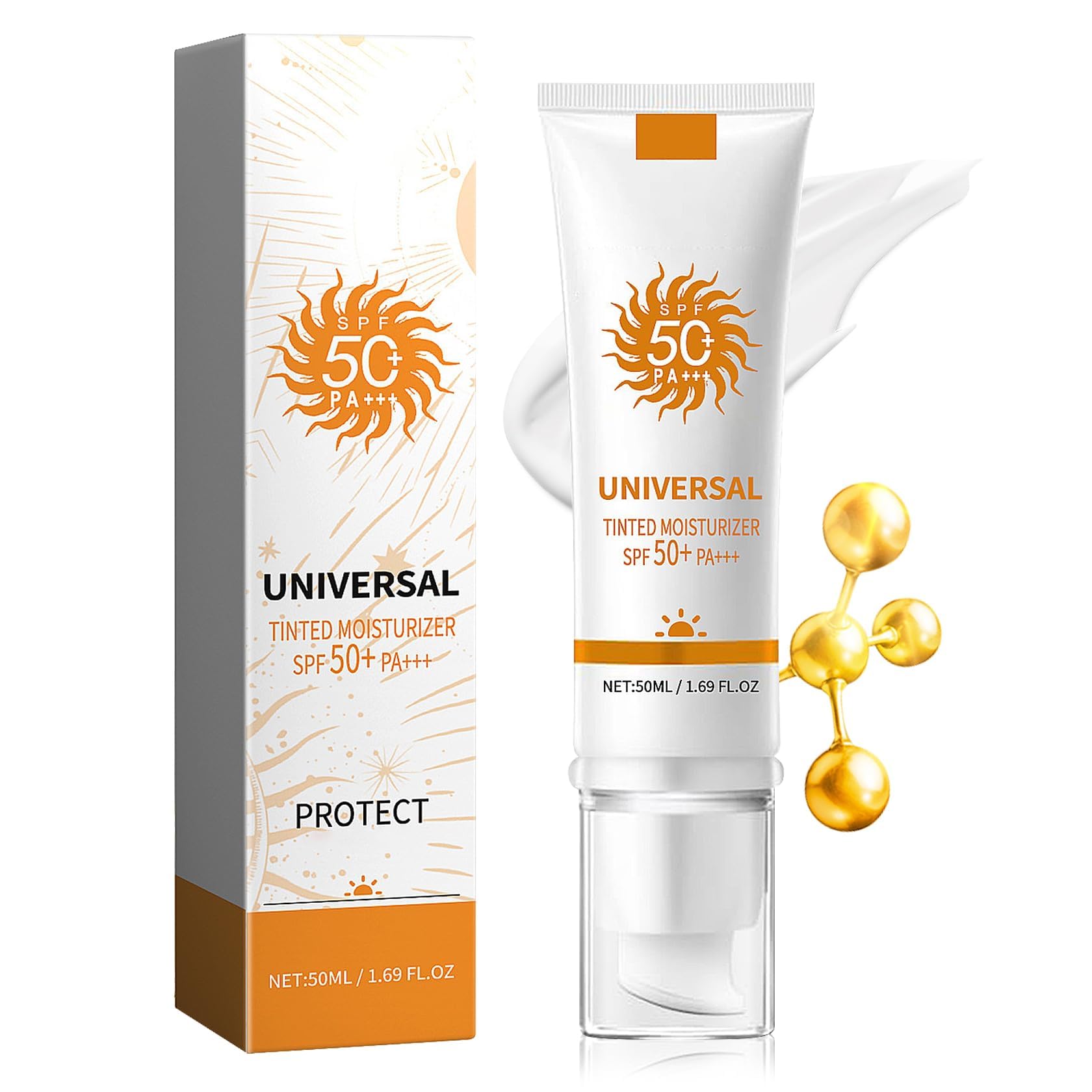 Face Sunscreen Cream SPF 50+ PA+++,Moisturizing Sunscreen for Face,Long Lasting Refreshing Tinted Facial Moisturizer Sunblock fo