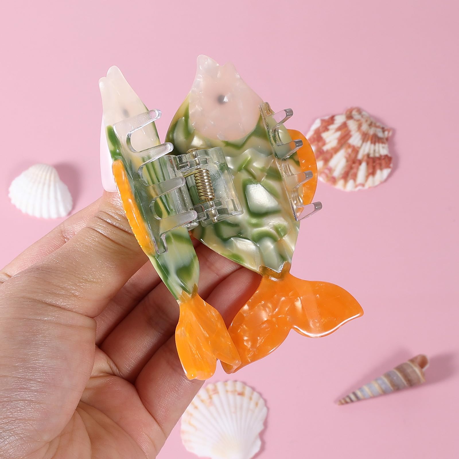 Fish Claw Hair Clip For Women 3.3'' Acrylic Ocean Sea Animal Strong Hold Jaw Banana Barrettes Clamp Hairpin Non Slip For Girls T
