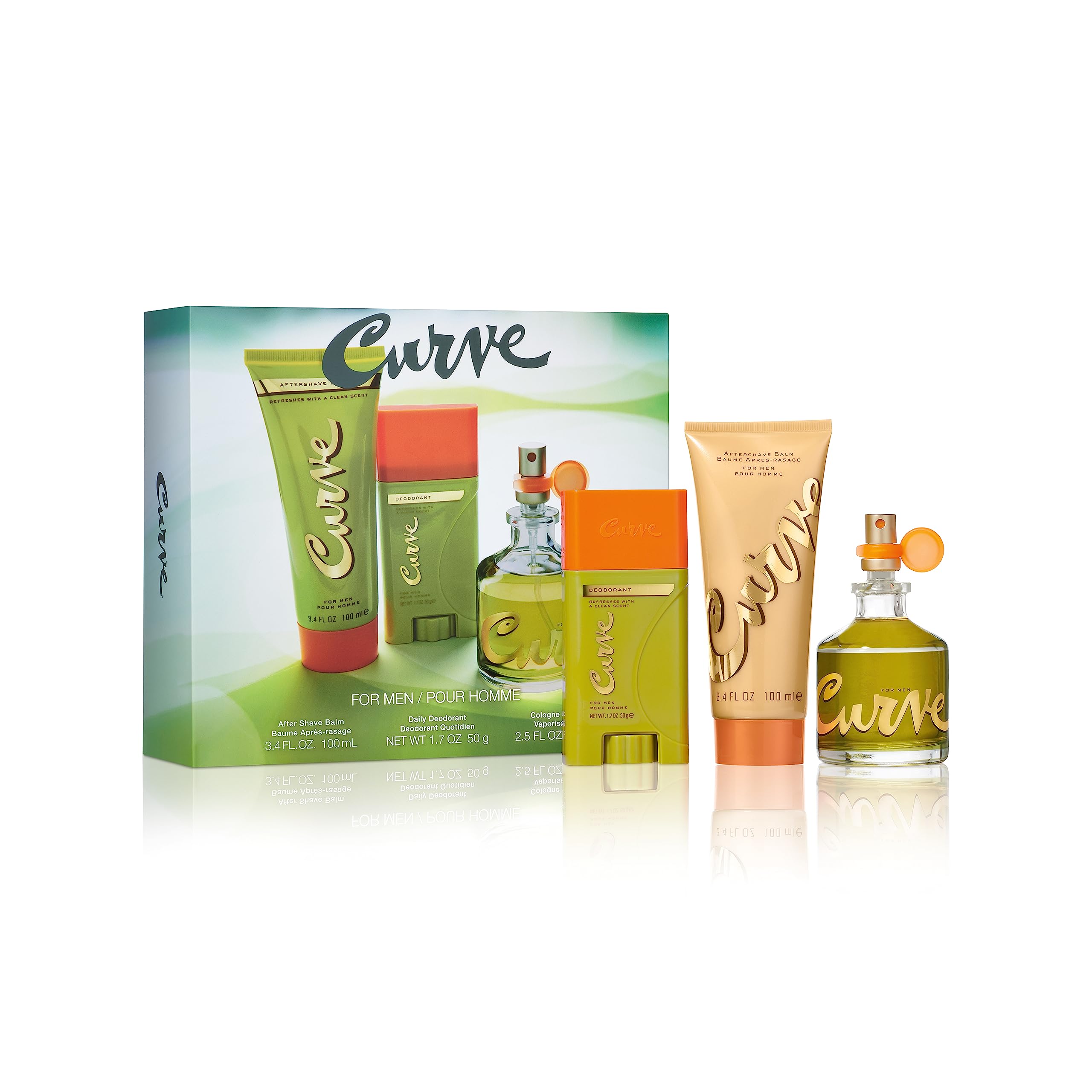 Curve Men'S Cologne Fragrance Set, Deodorant, Aftershave Balm & Cologne, Spicy Wood Magnetic Scent, Father'S Day 3 Piece Gift Se