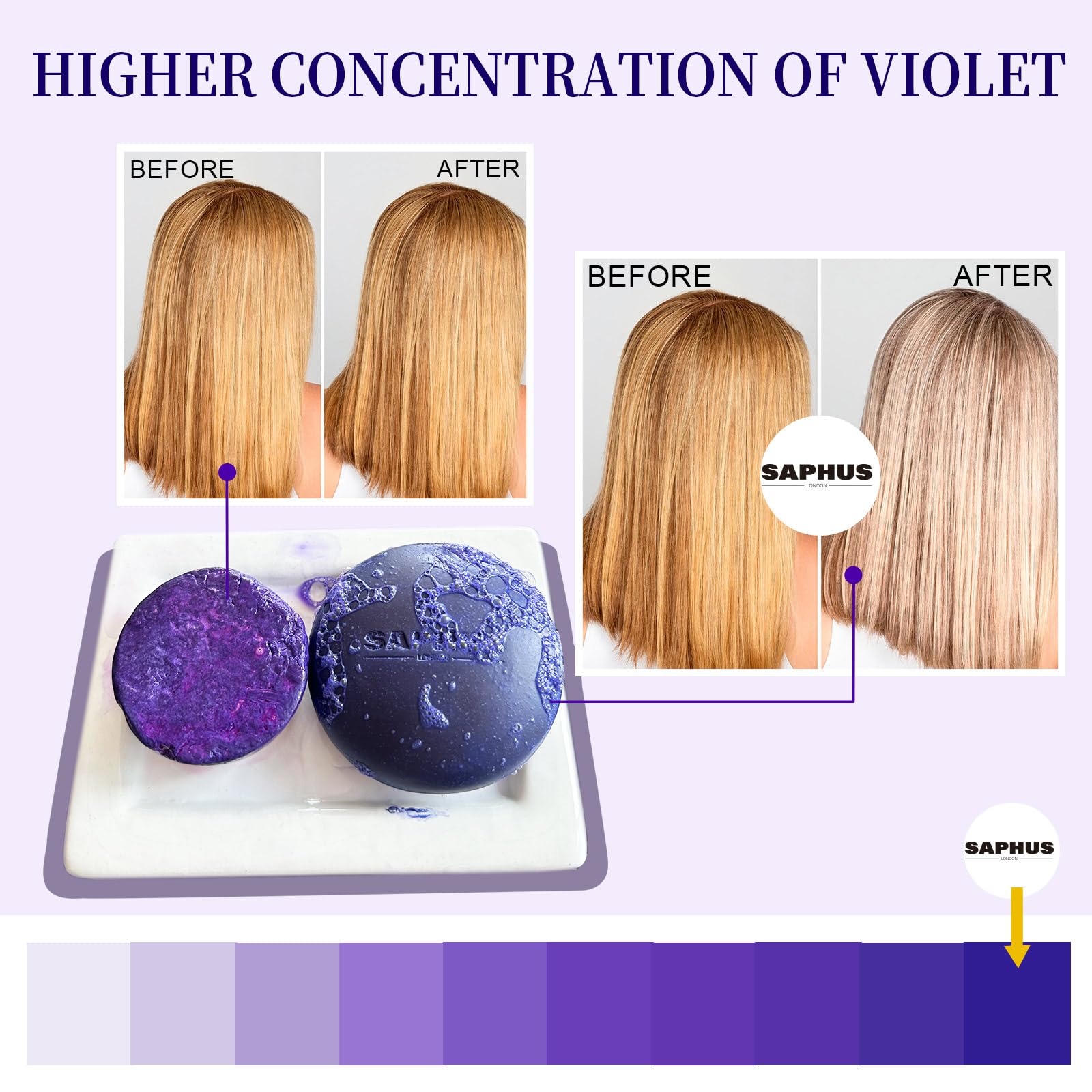 Sulfate Free Brass Toning Purple Shampoo Bar For Blonde, Bleached, Silver, Or Brown Highlighted Hair, Travel Friendly, With Tin